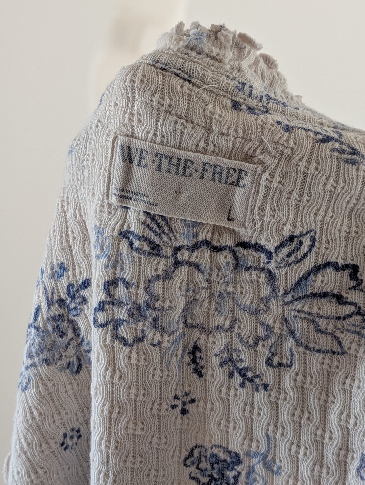 Free People Floral Knit Long Sleeve Top - L