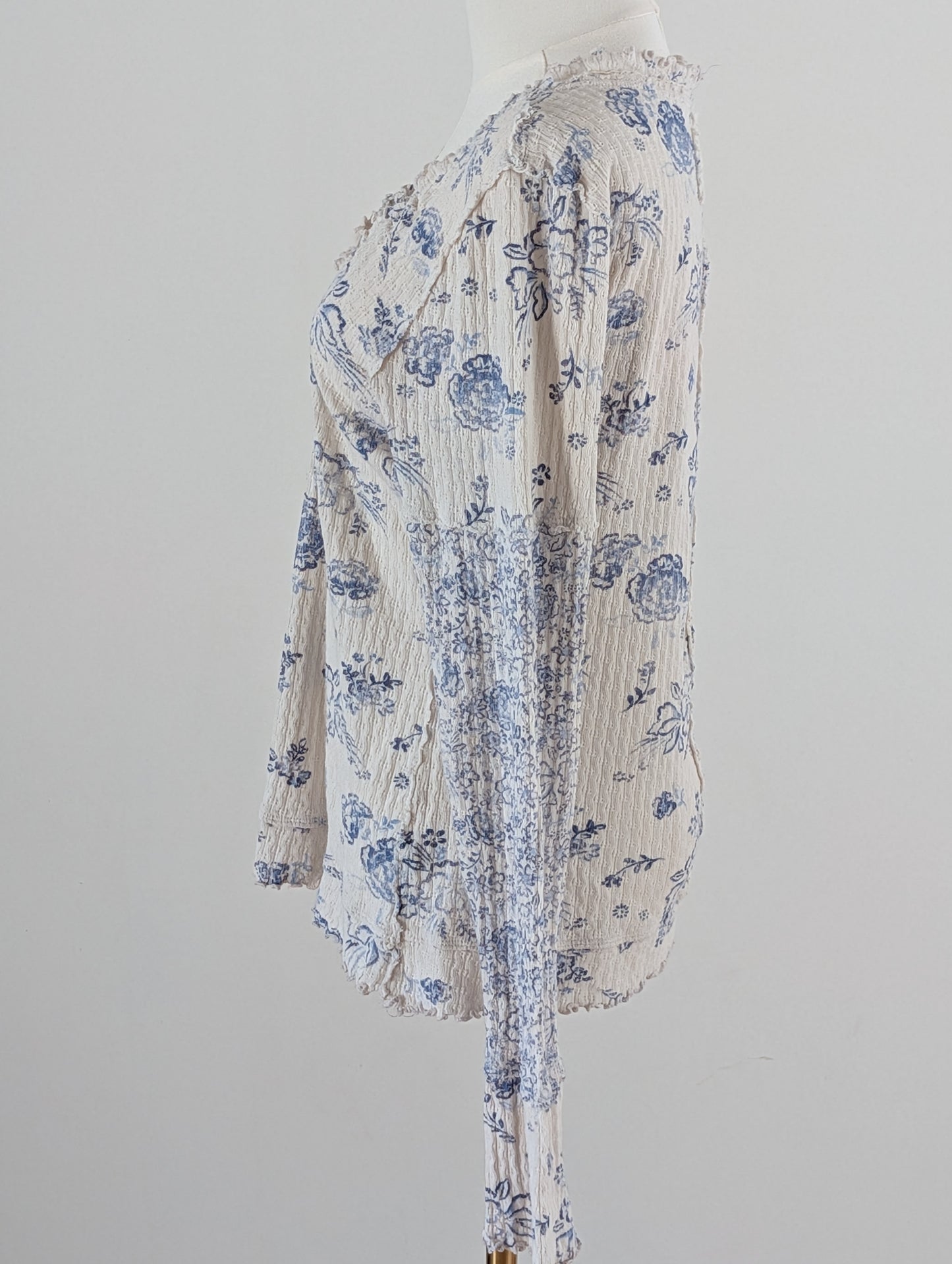 Free People Floral Knit Long Sleeve Top - L