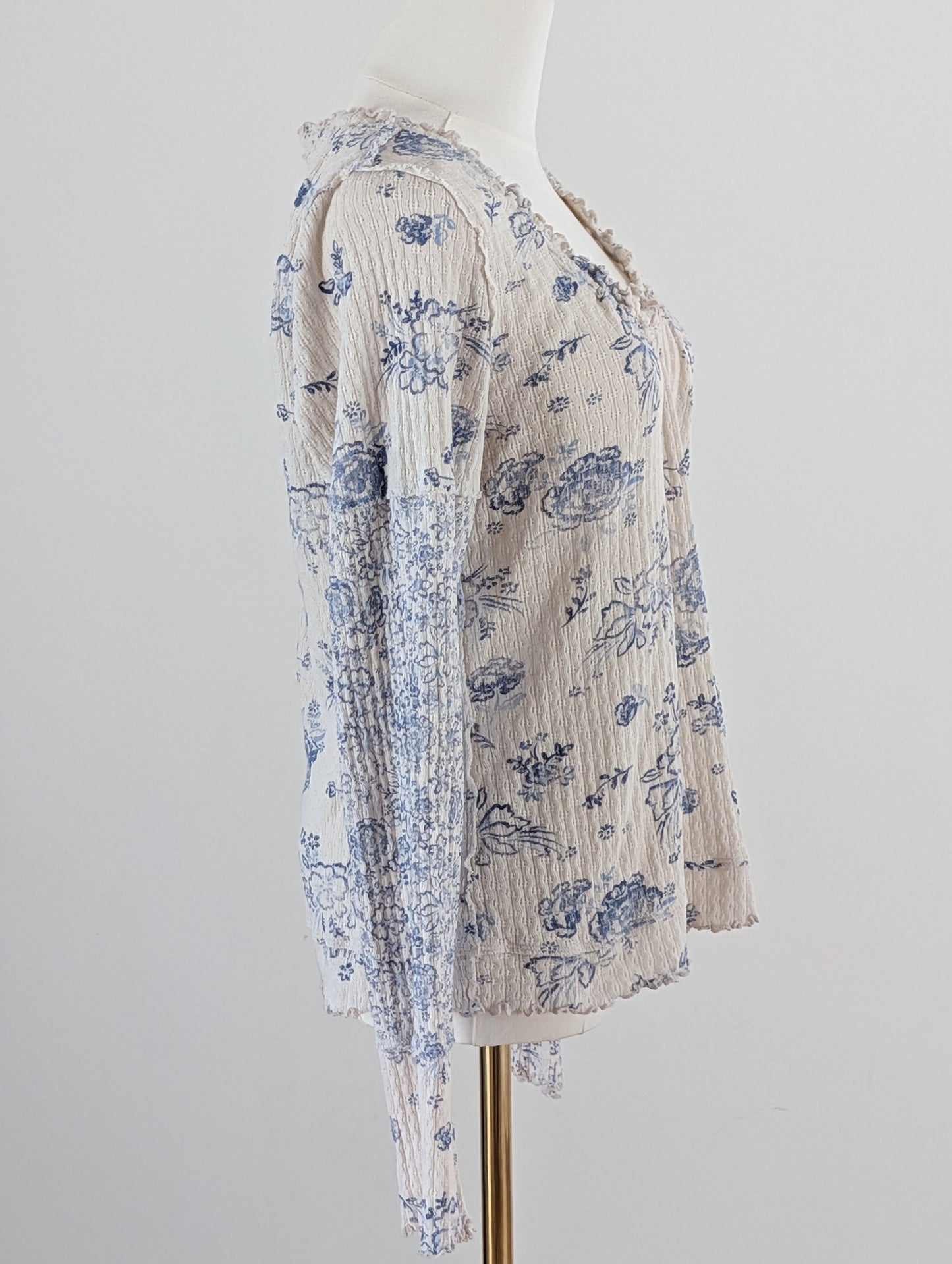 Free People Floral Knit Long Sleeve Top - L