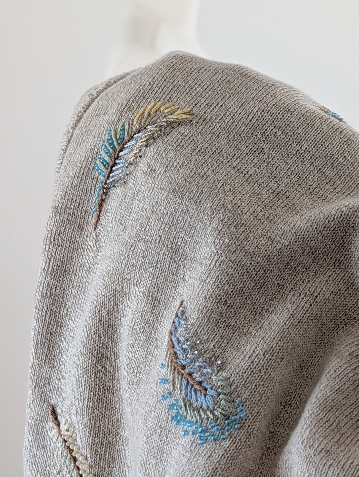 Talbots Linen Cotton Feather Zip Cardigan - M