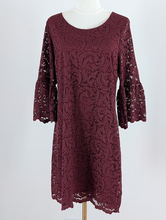 Garnet Hill Lace Floral Long Sleeve Dress - 12