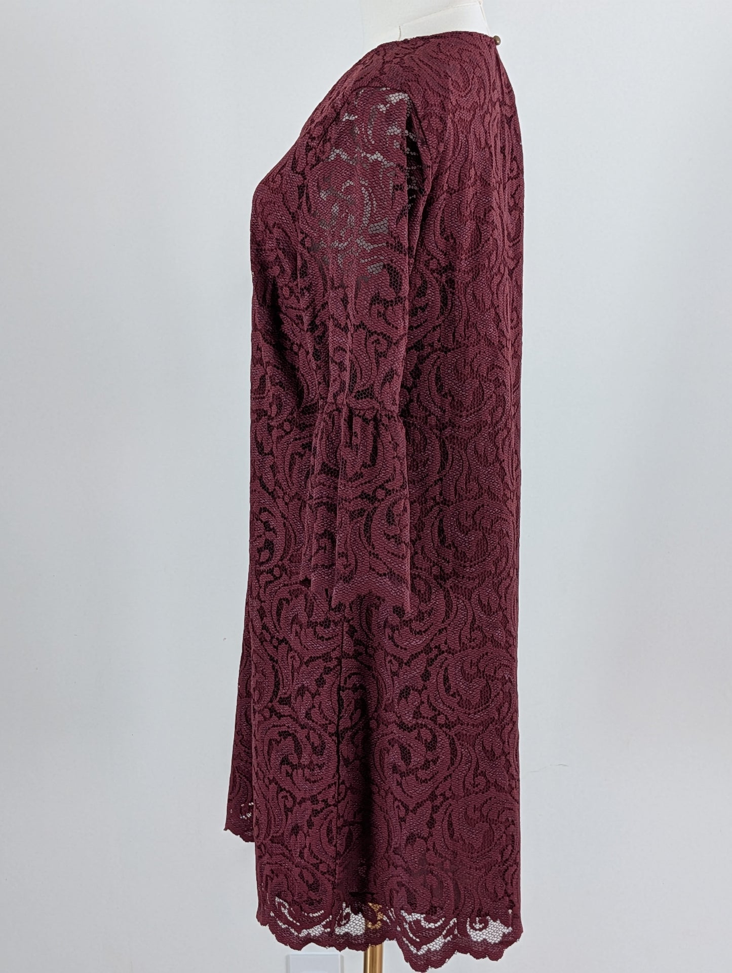 Garnet Hill Lace Floral Long Sleeve Dress - 12