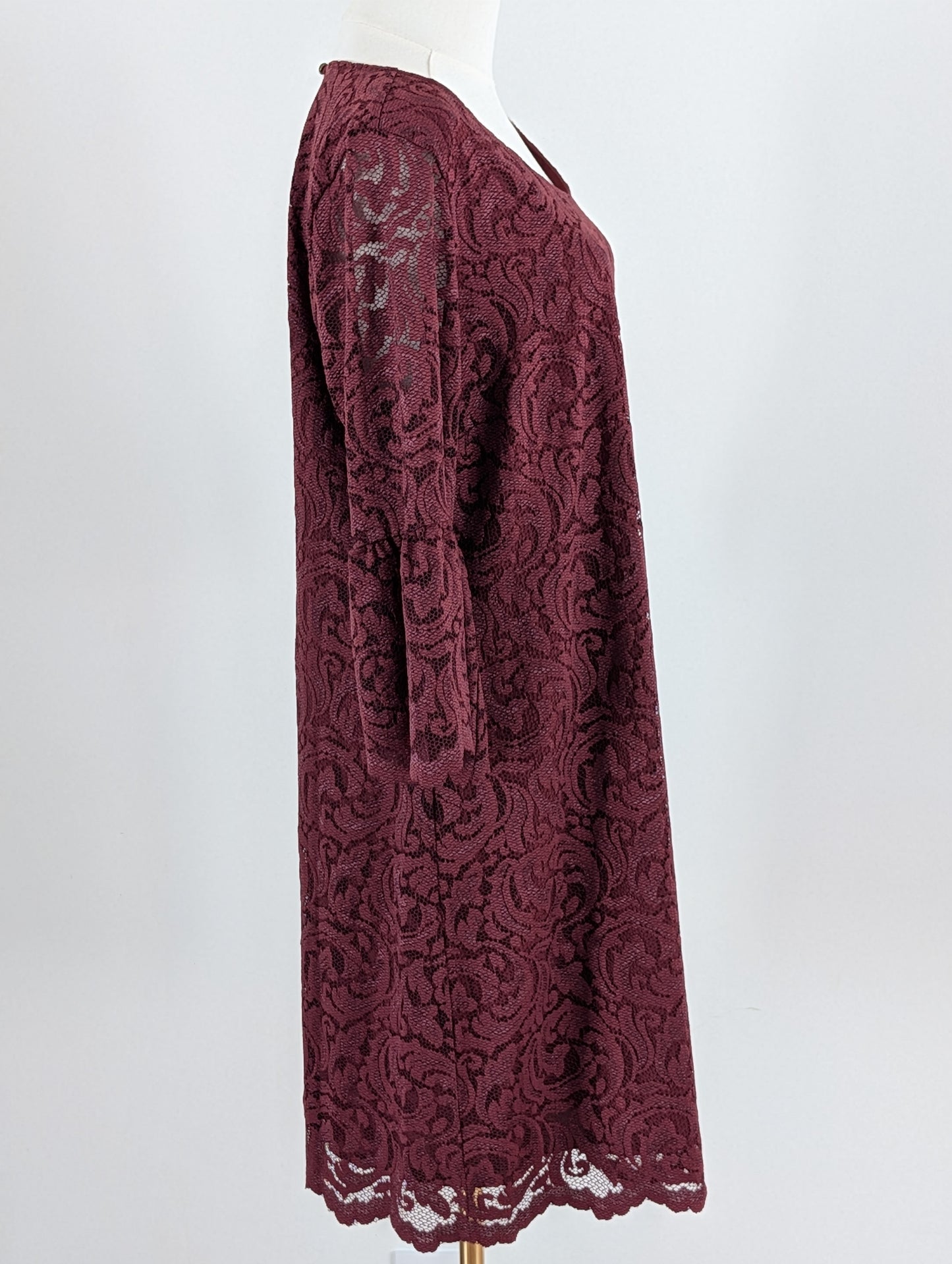 Garnet Hill Lace Floral Long Sleeve Dress - 12