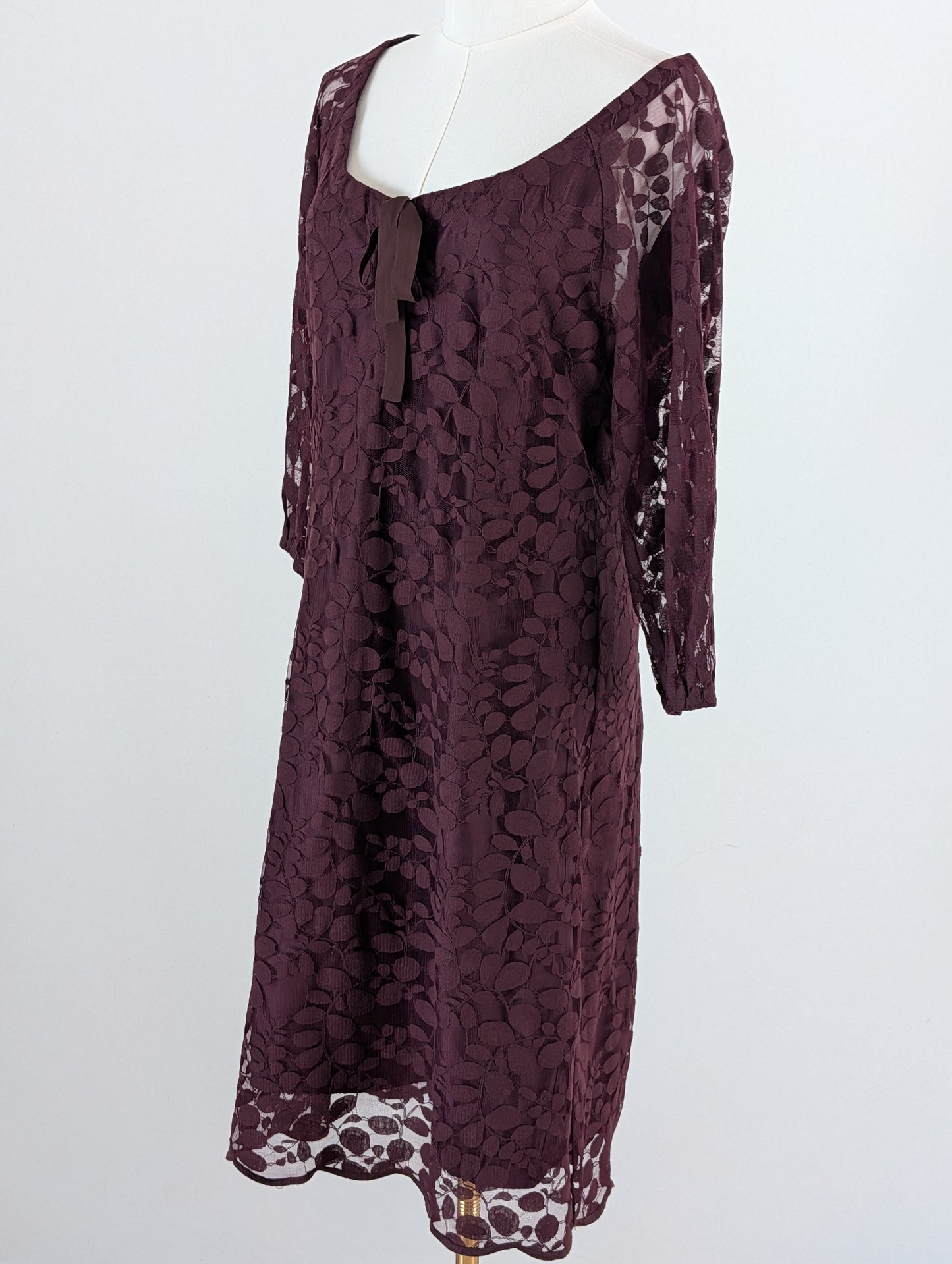 Garnet Hill Lace Floral Long Sleeve Dress - 10