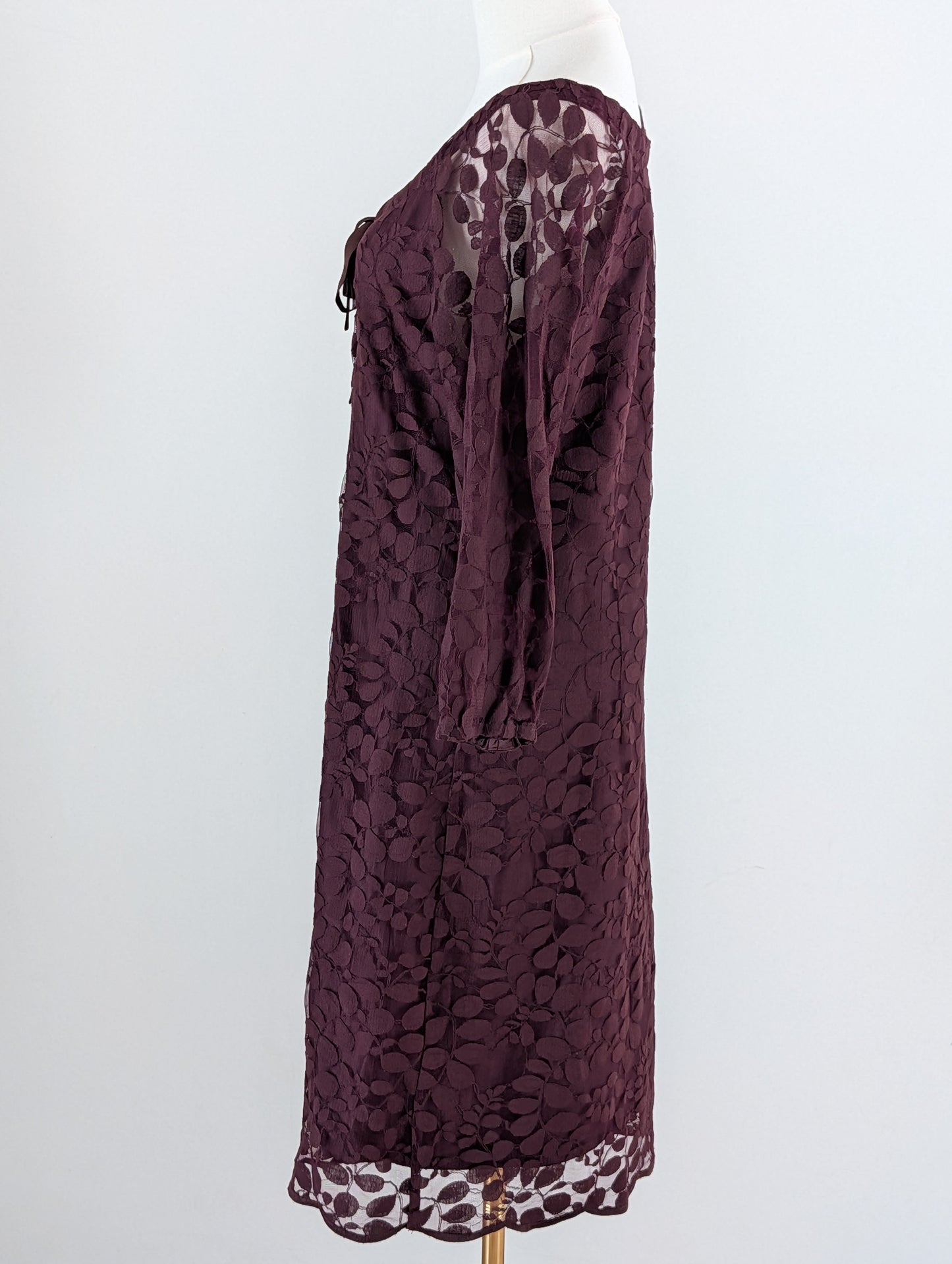 Garnet Hill Lace Floral Long Sleeve Dress - 10