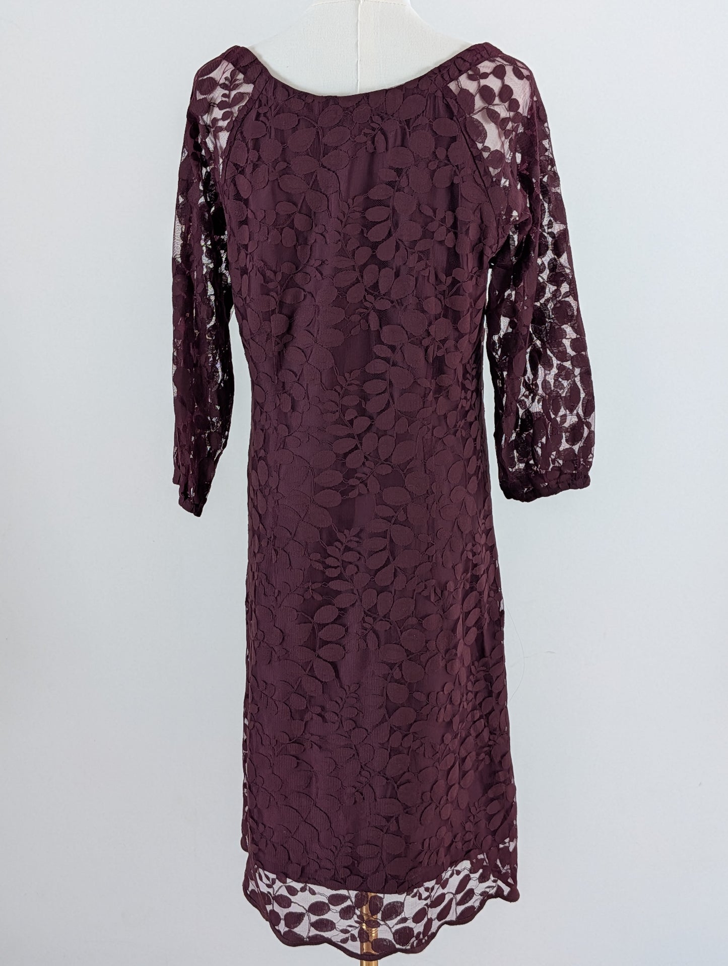Garnet Hill Lace Floral Long Sleeve Dress - 10