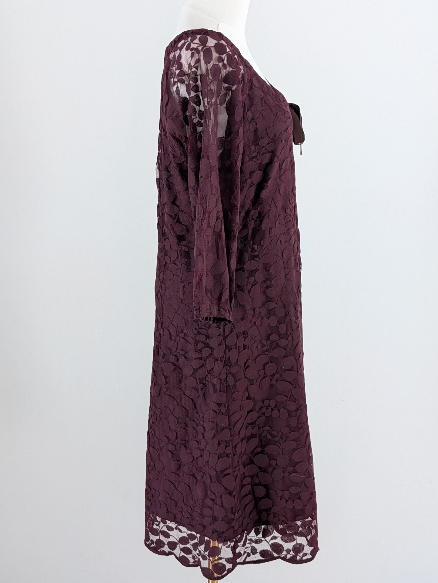 Garnet Hill Lace Floral Long Sleeve Dress - 10