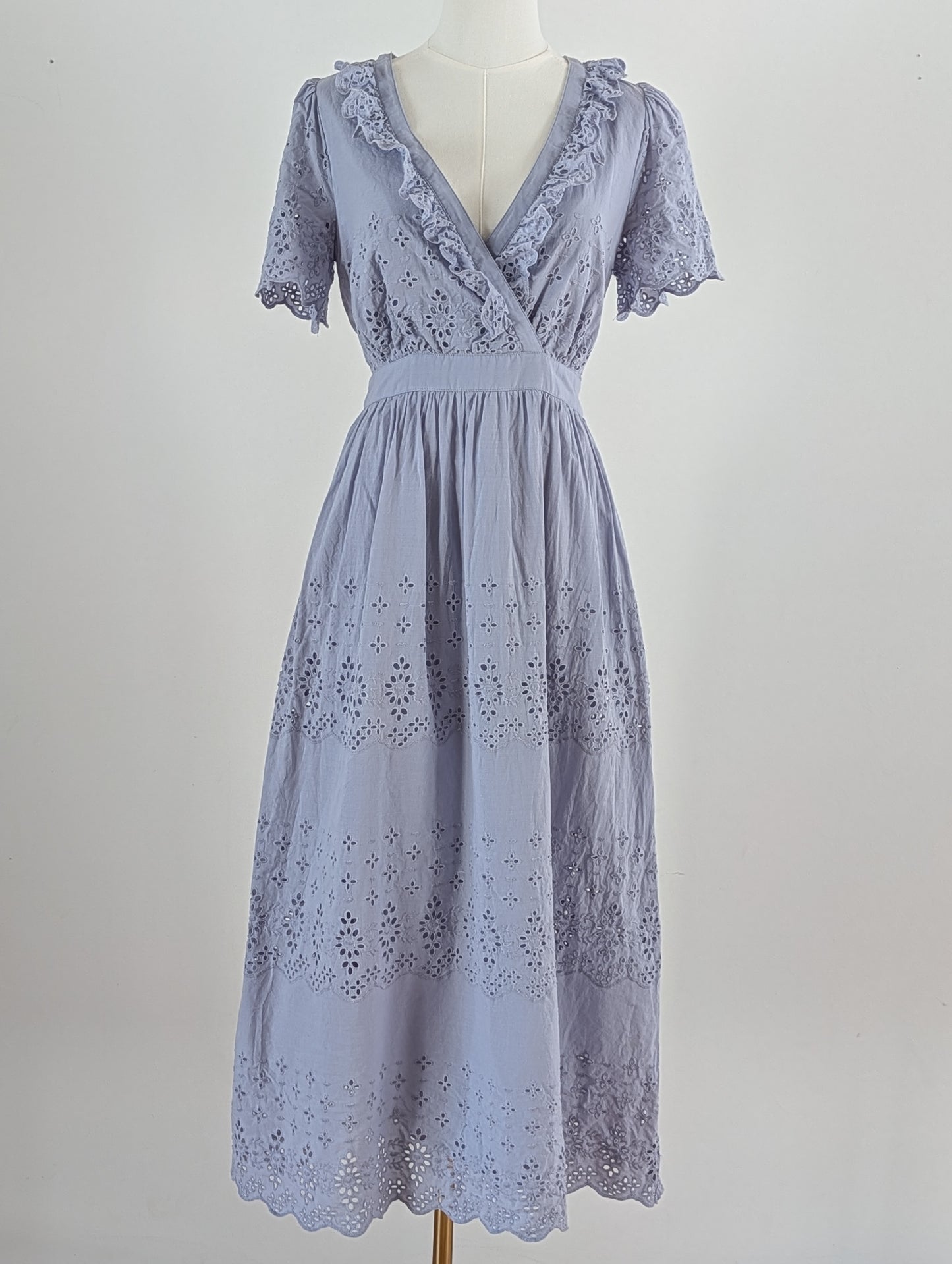 Floret Studios Lace Eyelet Ruffle Maxi Dress - S