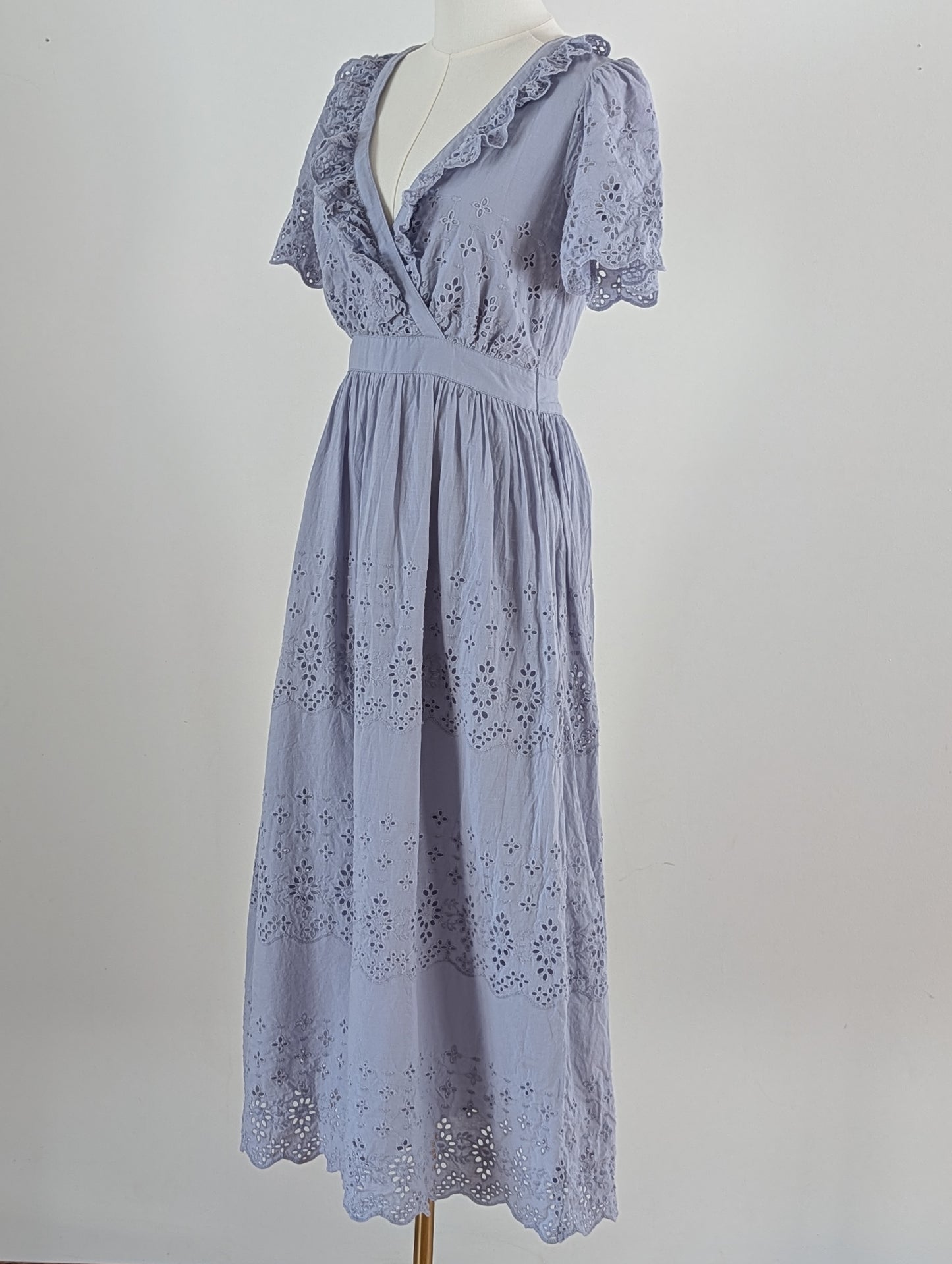 Floret Studios Lace Eyelet Ruffle Maxi Dress - S
