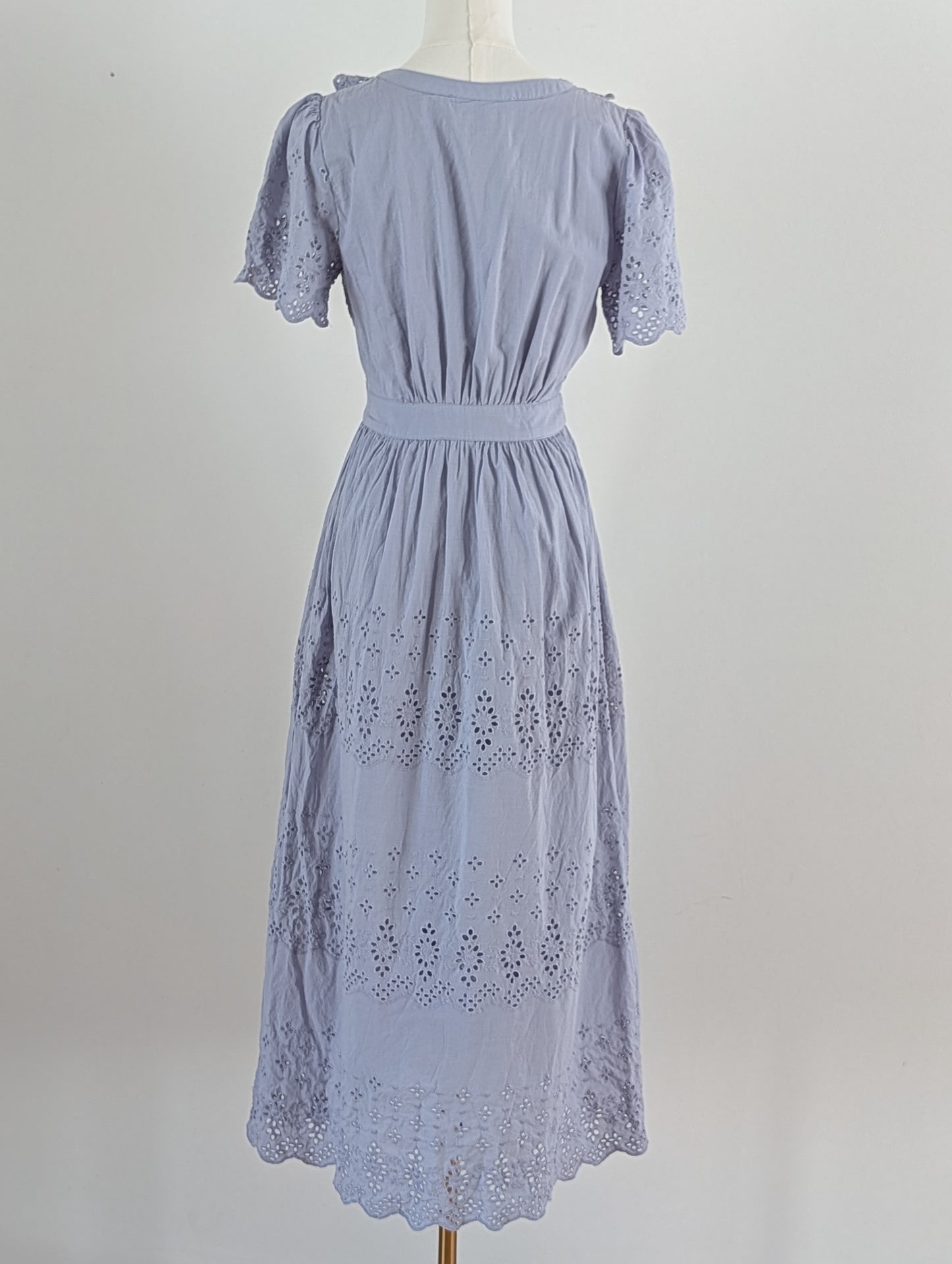 Floret Studios Lace Eyelet Ruffle Maxi Dress - S