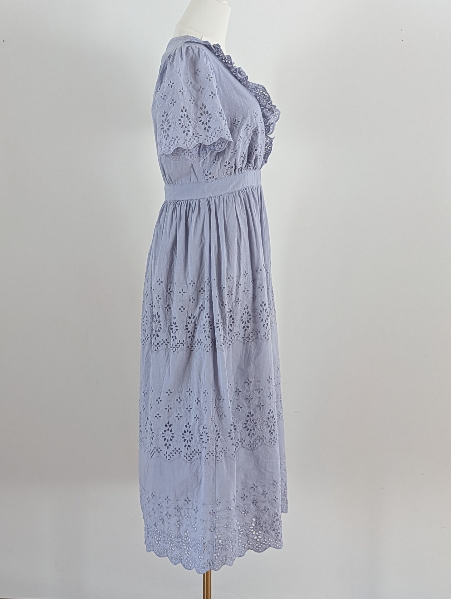 Floret Studios Lace Eyelet Ruffle Maxi Dress - S
