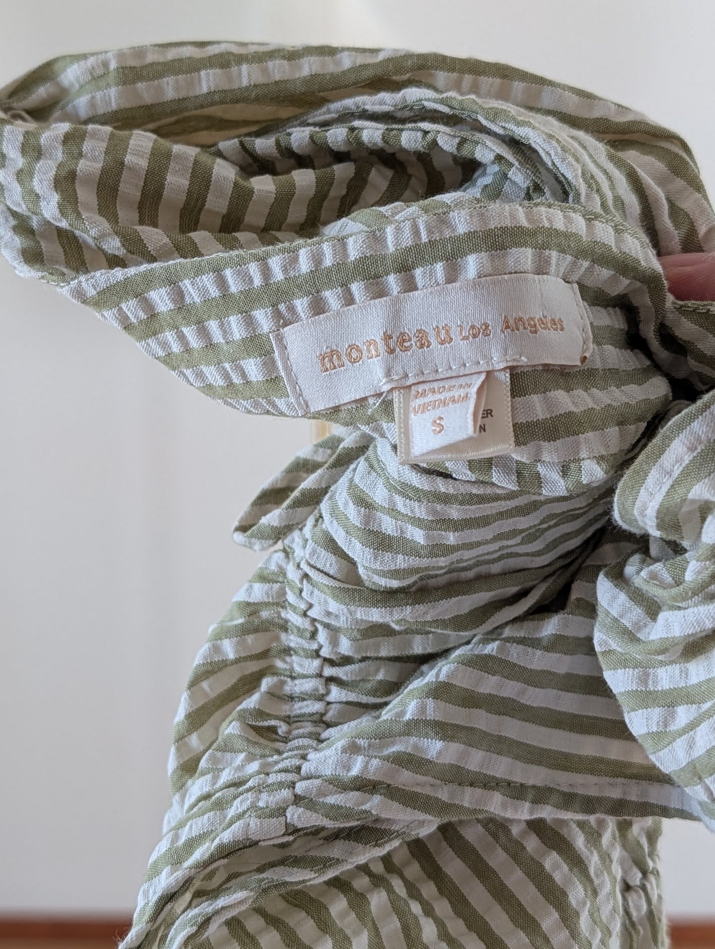 Monteau Los Angeles Striped Seersucker Jumpsuit - S