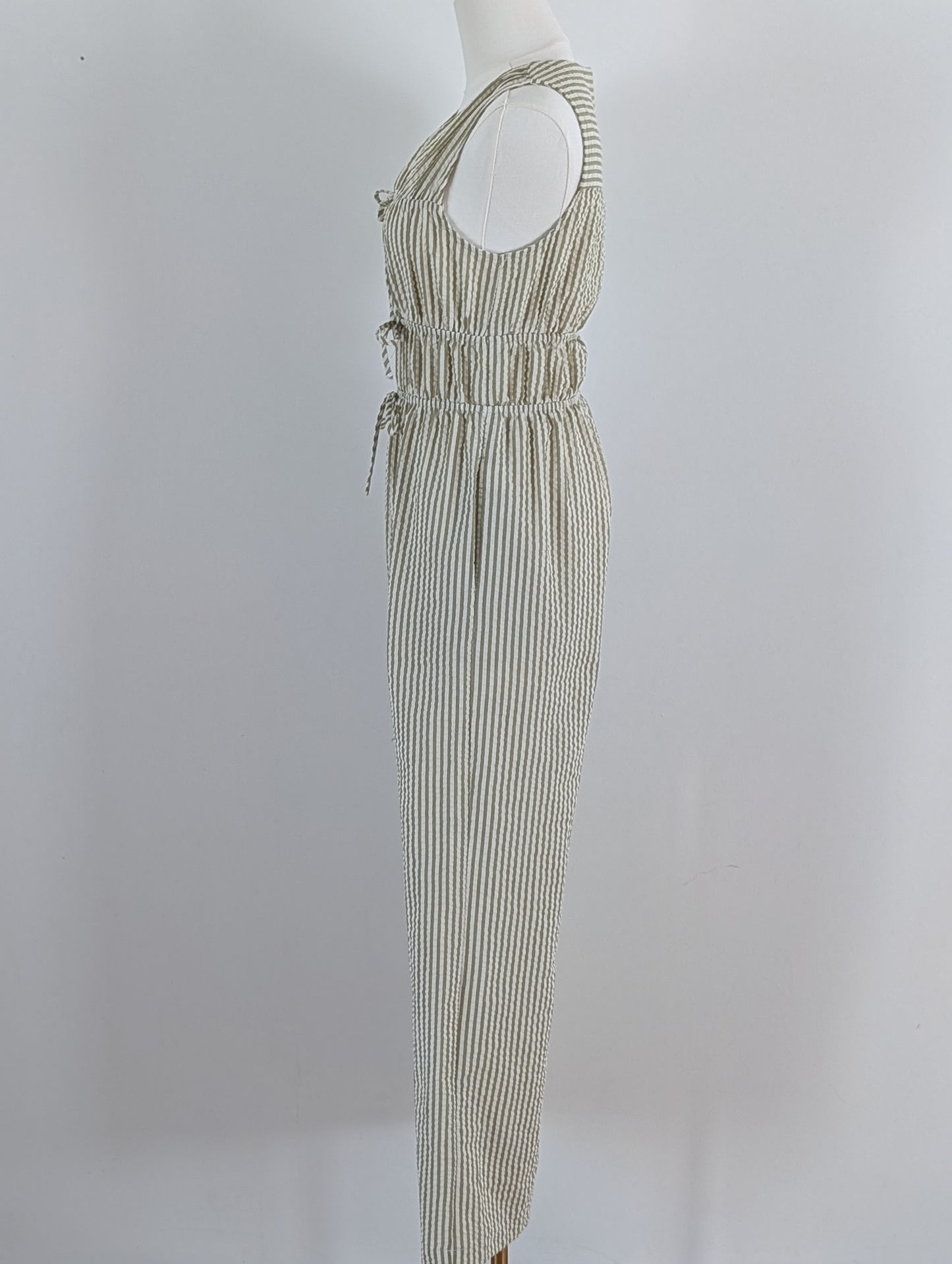 Monteau Los Angeles Striped Seersucker Jumpsuit - S