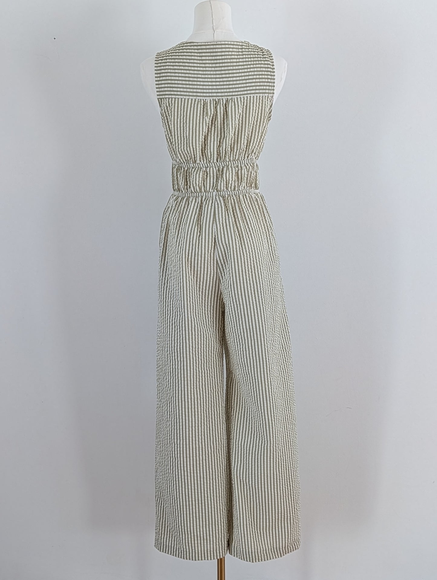 Monteau Los Angeles Striped Seersucker Jumpsuit - S