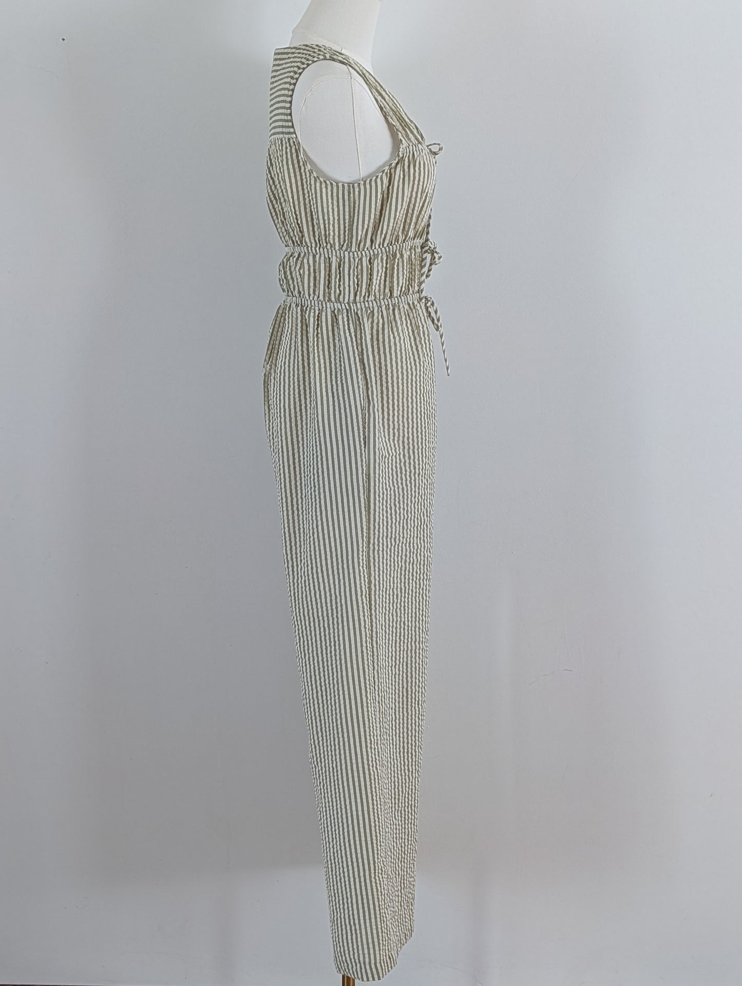 Monteau Los Angeles Striped Seersucker Jumpsuit - S