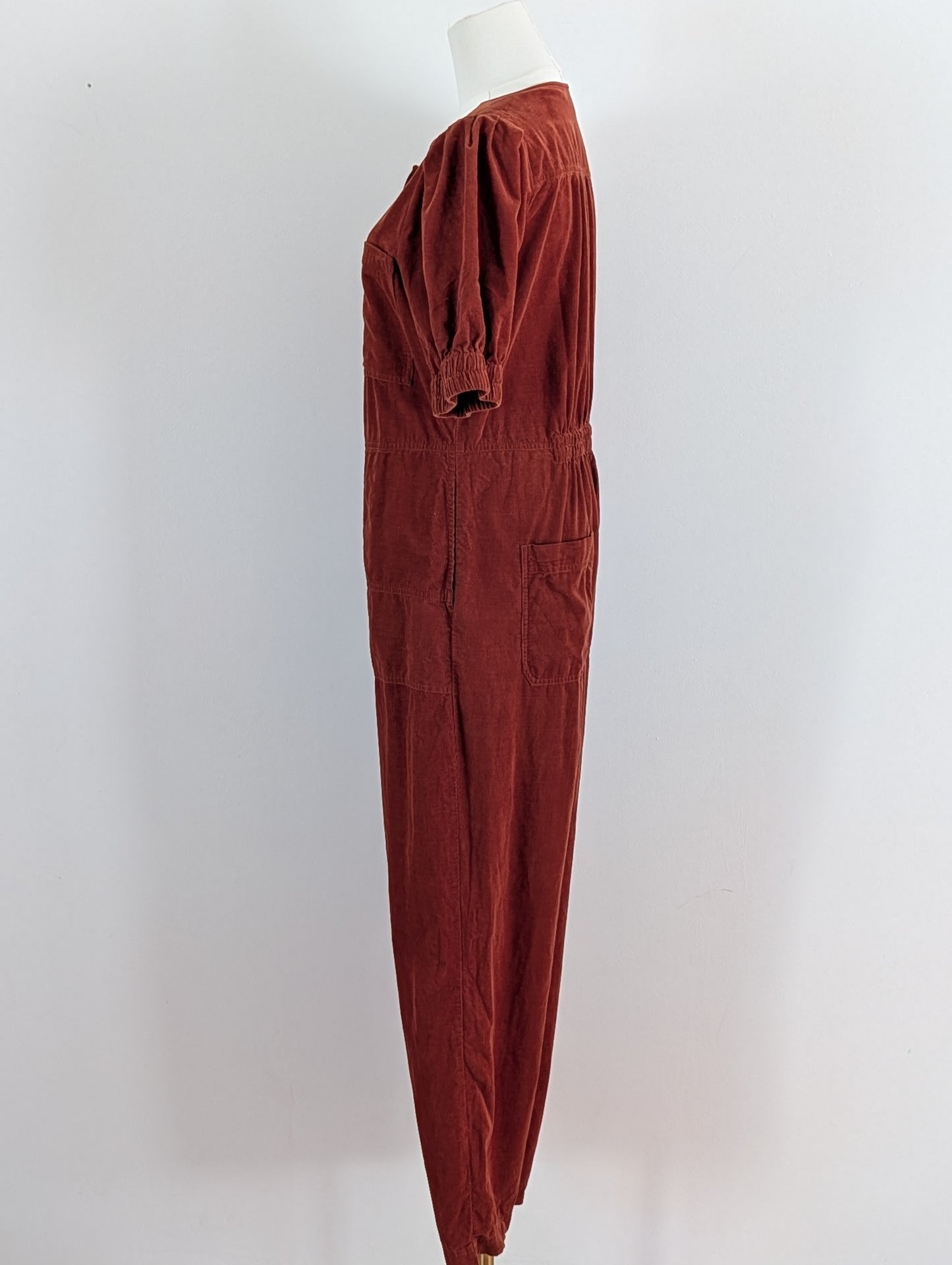 Madewell Corduroy Puff-Sleeve Button-Front Jumpsuit - 10