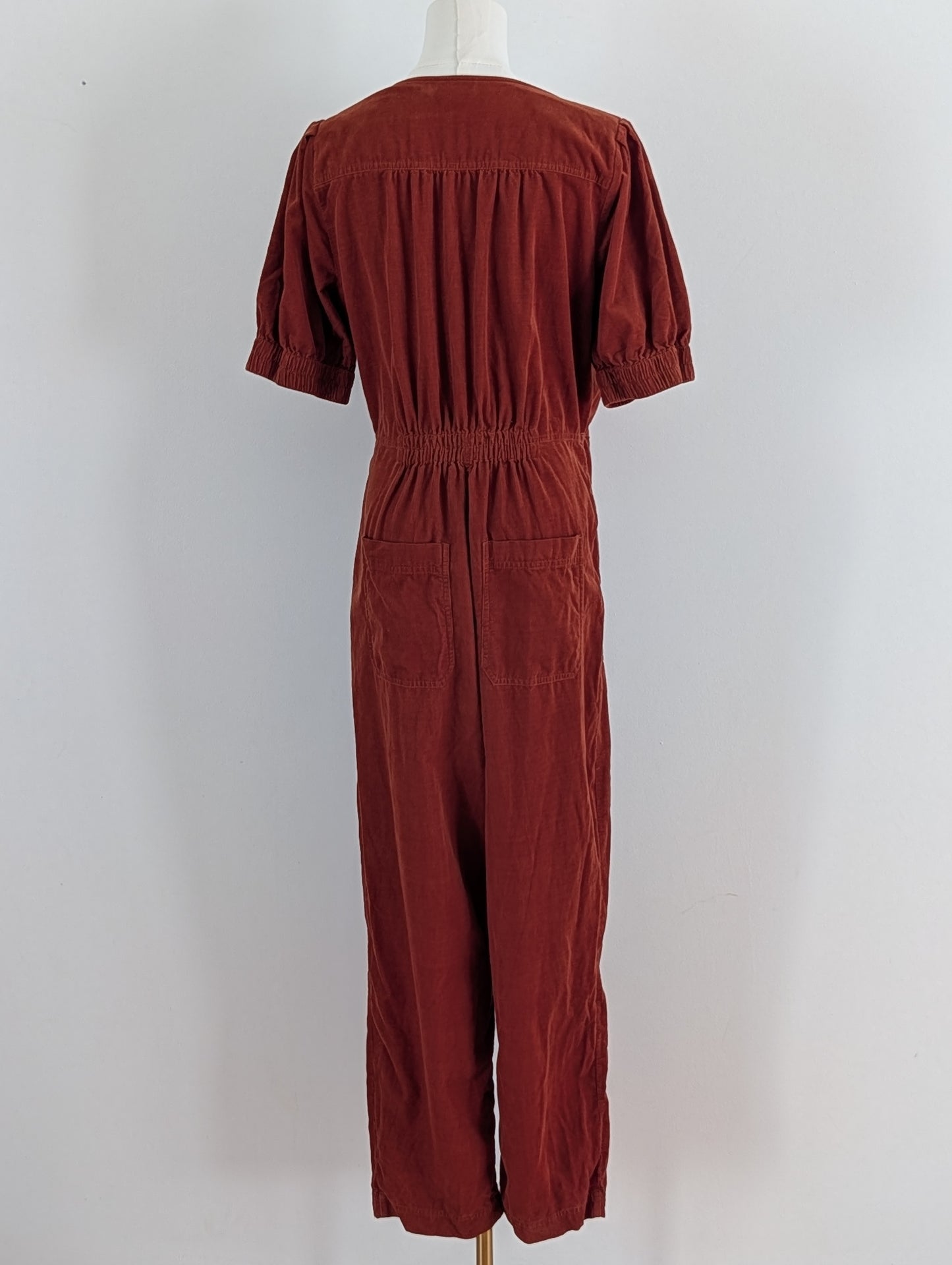 Madewell Corduroy Puff-Sleeve Button-Front Jumpsuit - 10