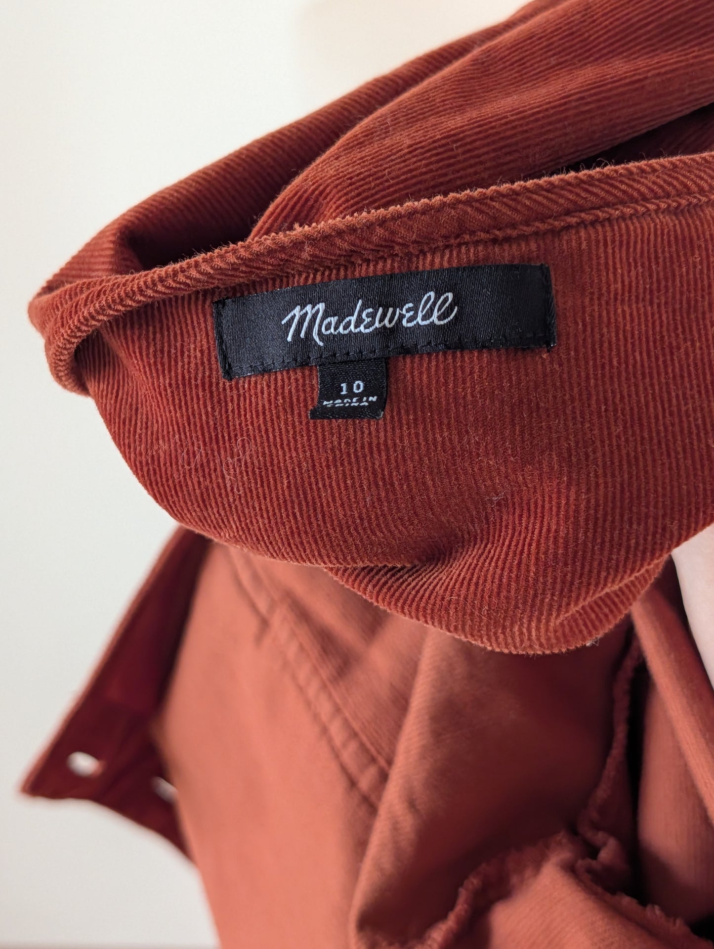 Madewell Corduroy Puff-Sleeve Button-Front Jumpsuit - 10