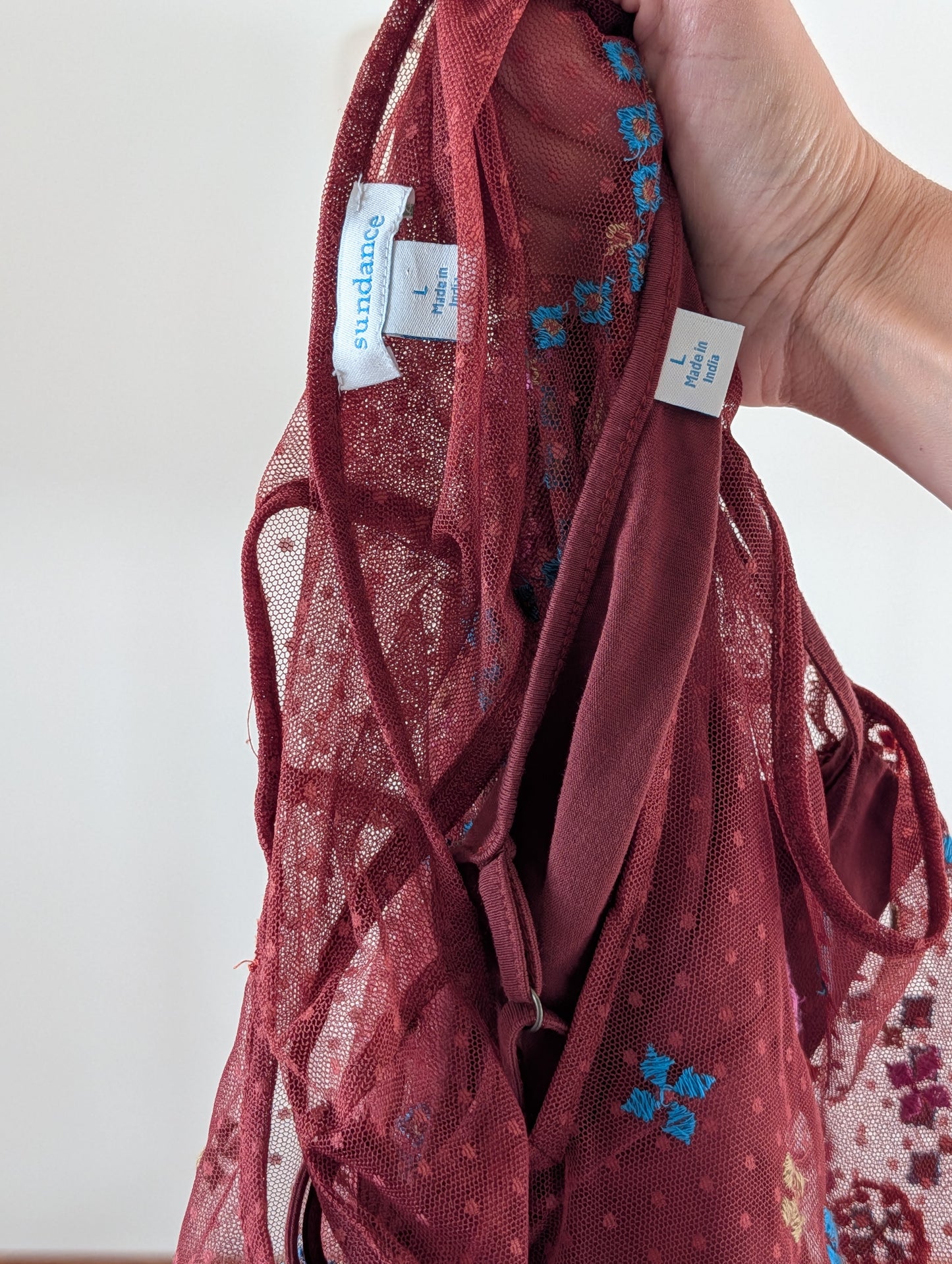 Sundance Embroidered Boho Tiered Dress - L