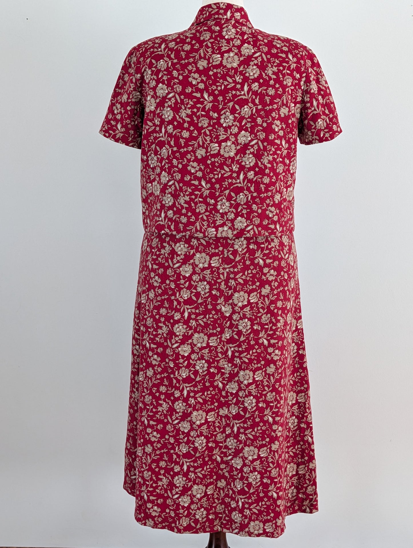 Vintage Talbots Floral Linen Rayon 2-Piece Dress Set - 14