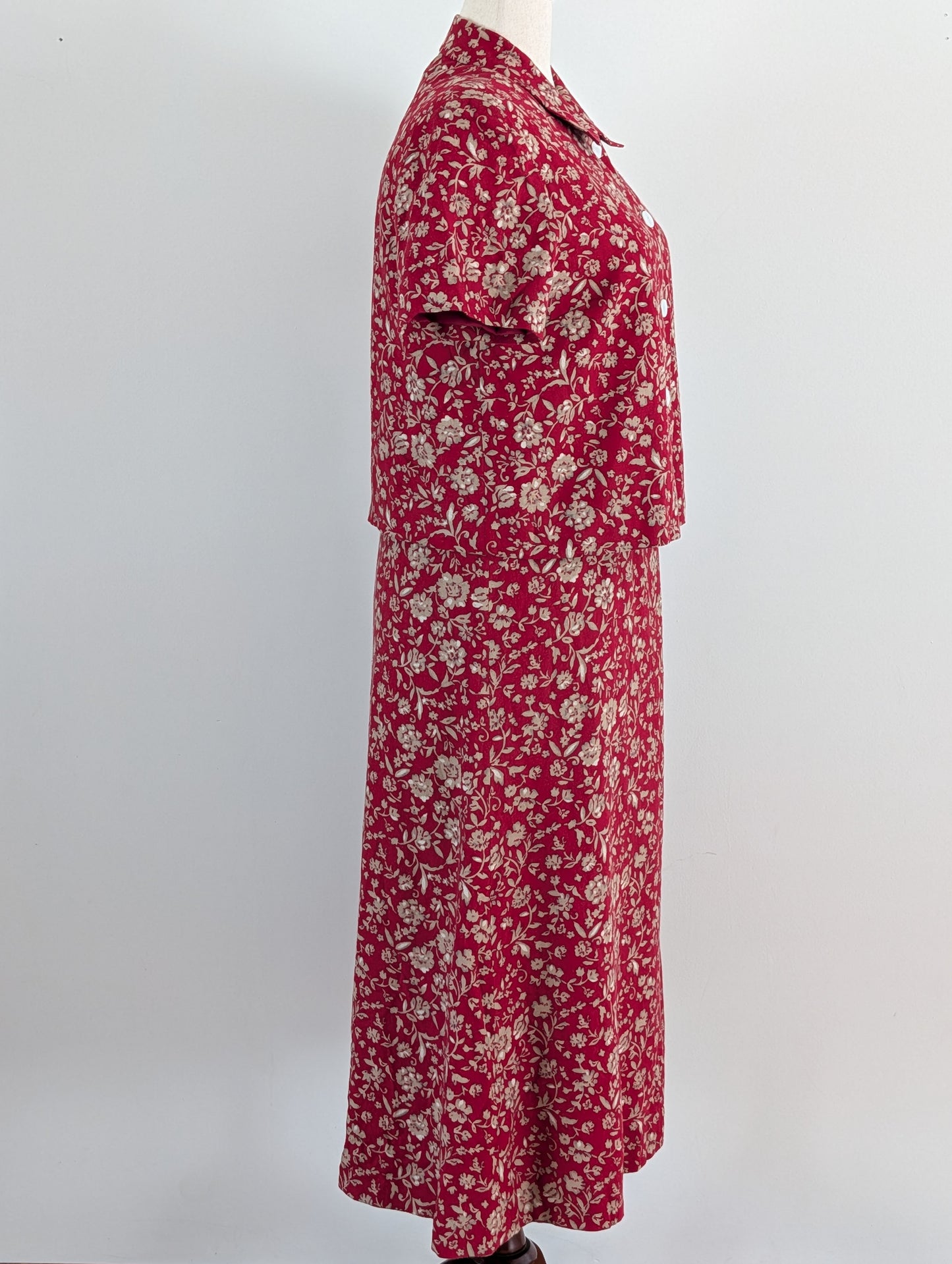 Vintage Talbots Floral Linen Rayon 2-Piece Dress Set - 14