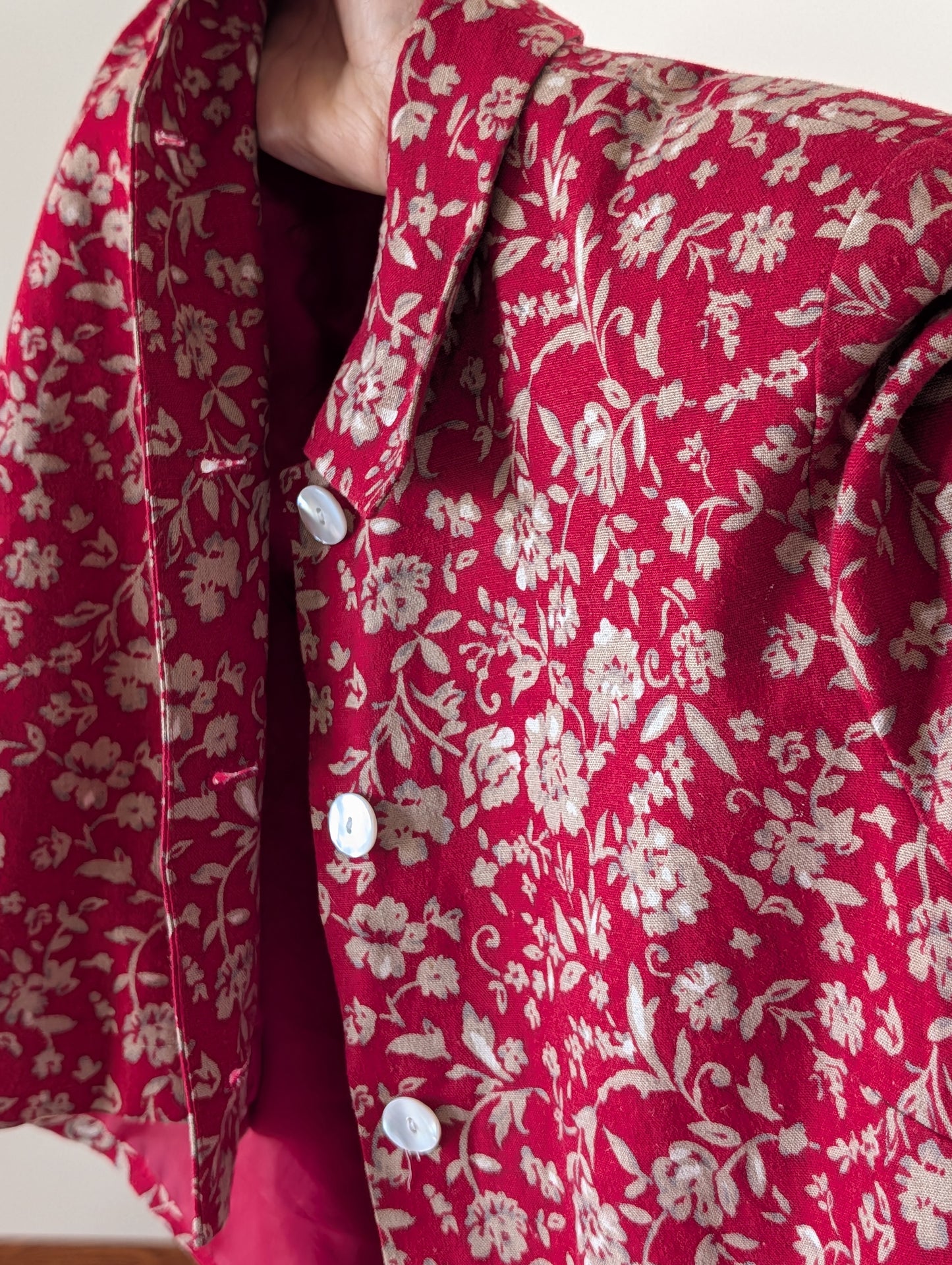 Vintage Talbots Floral Linen Rayon 2-Piece Dress Set - 14