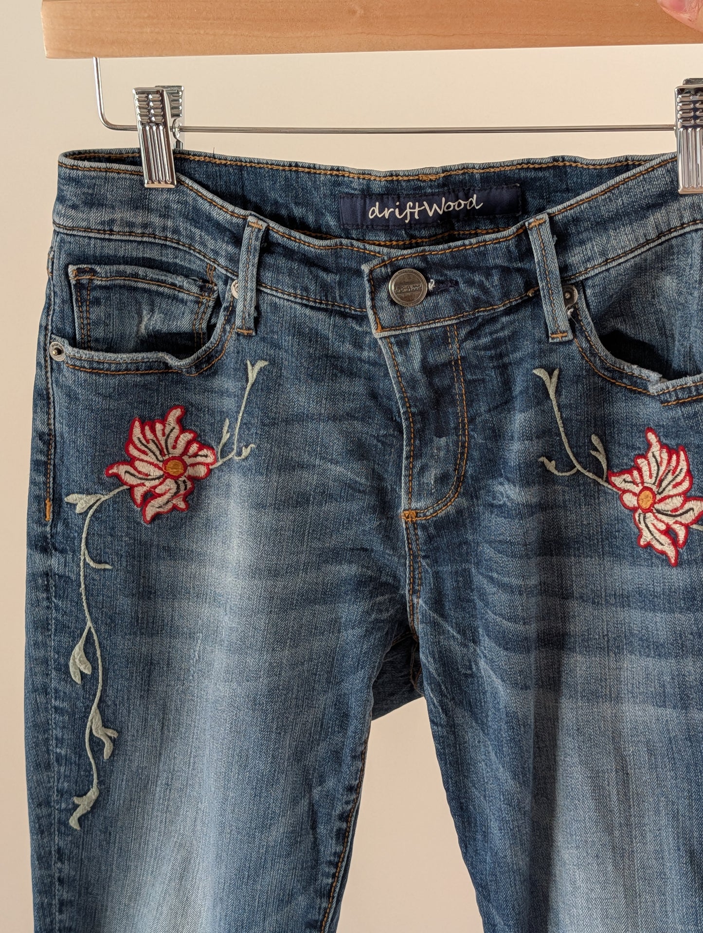 Driftwood Floral Embroidered Straight Leg Jeans - 29