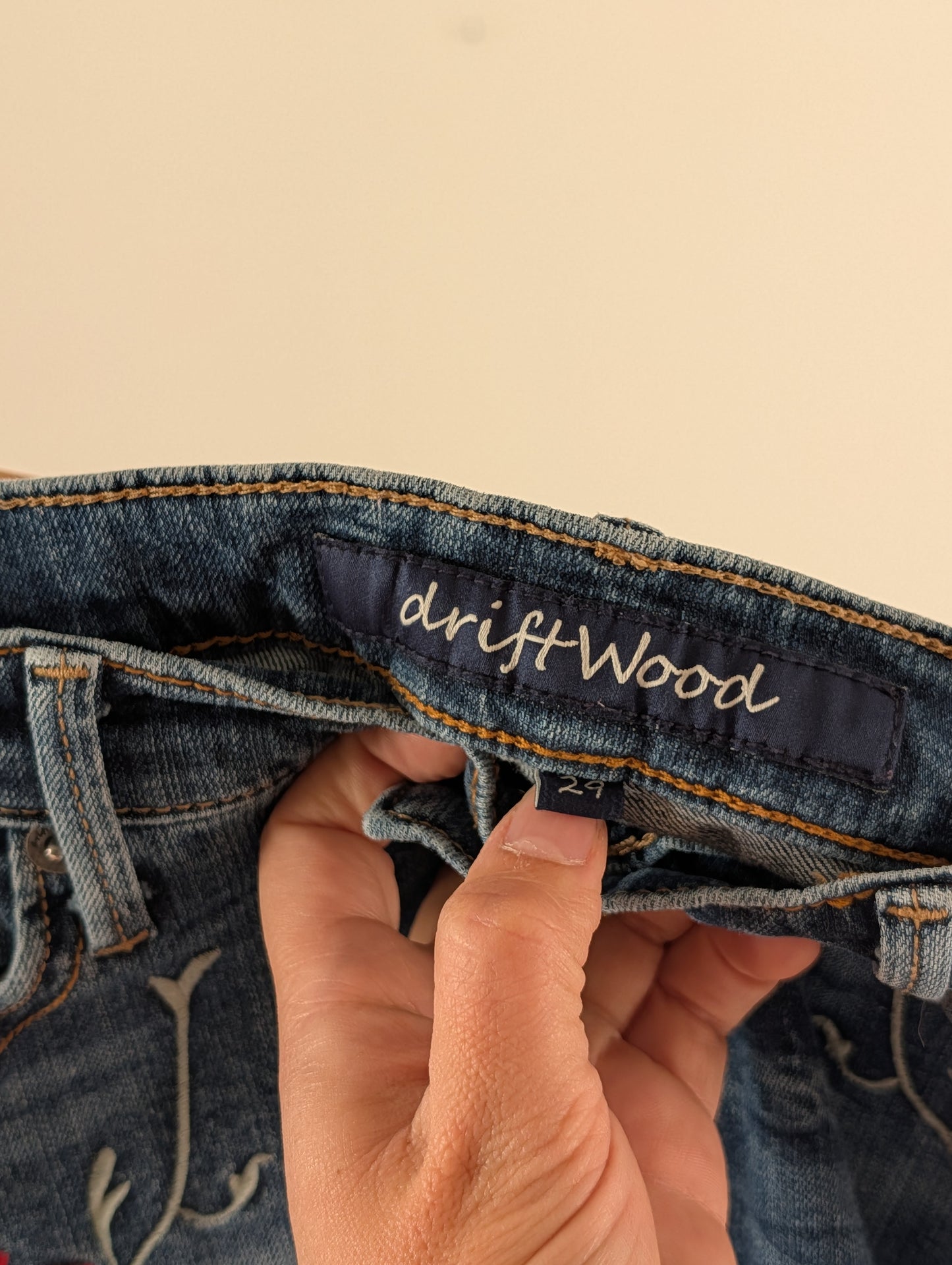 Driftwood Floral Embroidered Straight Leg Jeans - 29