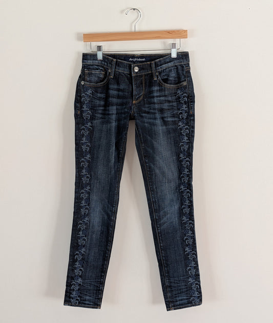 Driftwood Floral Embroidered Dark Wash Jeans - 26