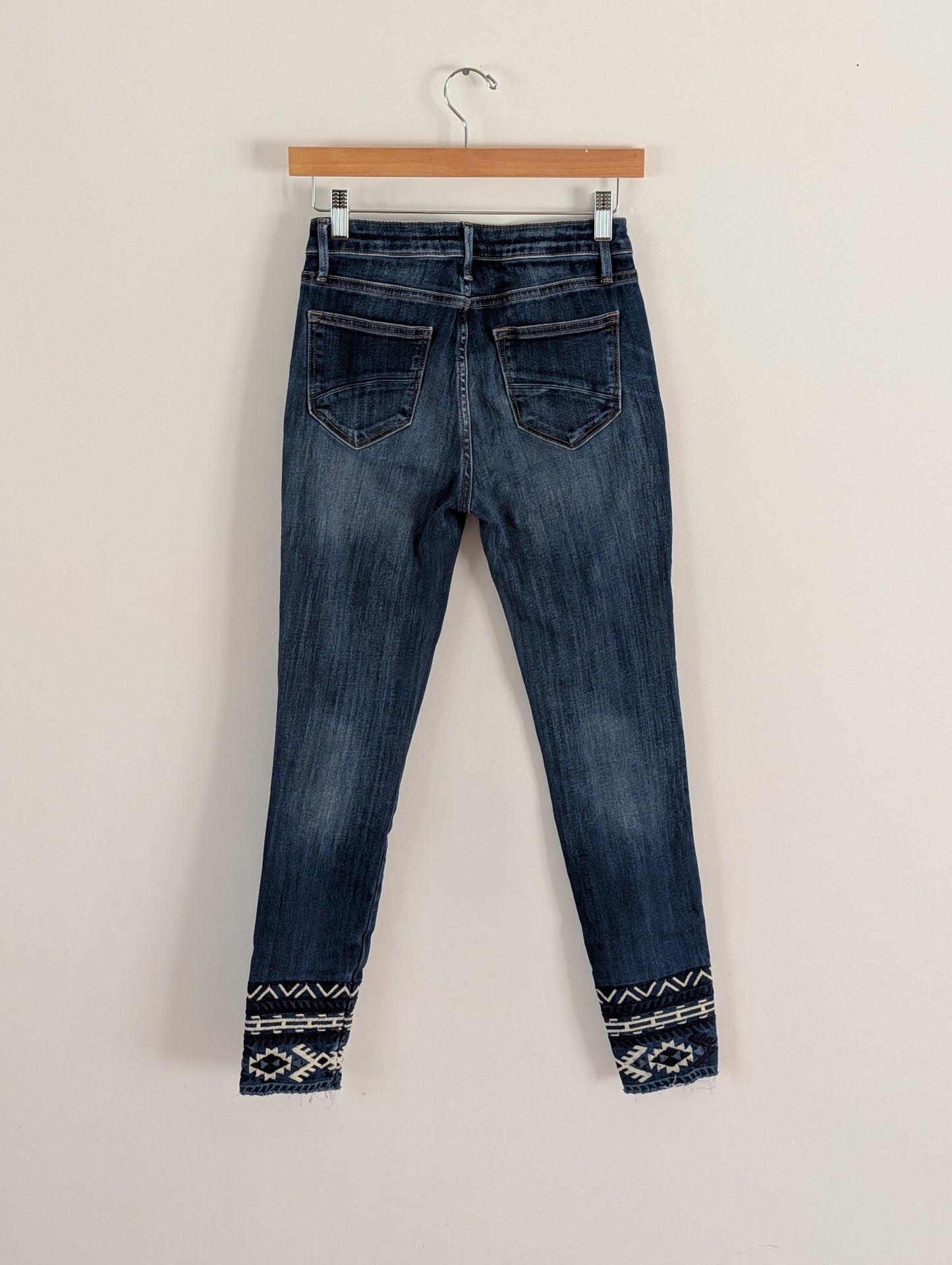 Driftwood Jackie High Rise Embroidered Cuff Jeans - 25