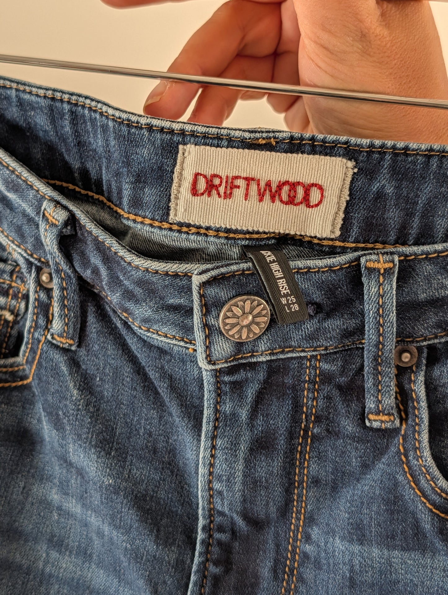 Driftwood Jackie High Rise Embroidered Cuff Jeans - 25