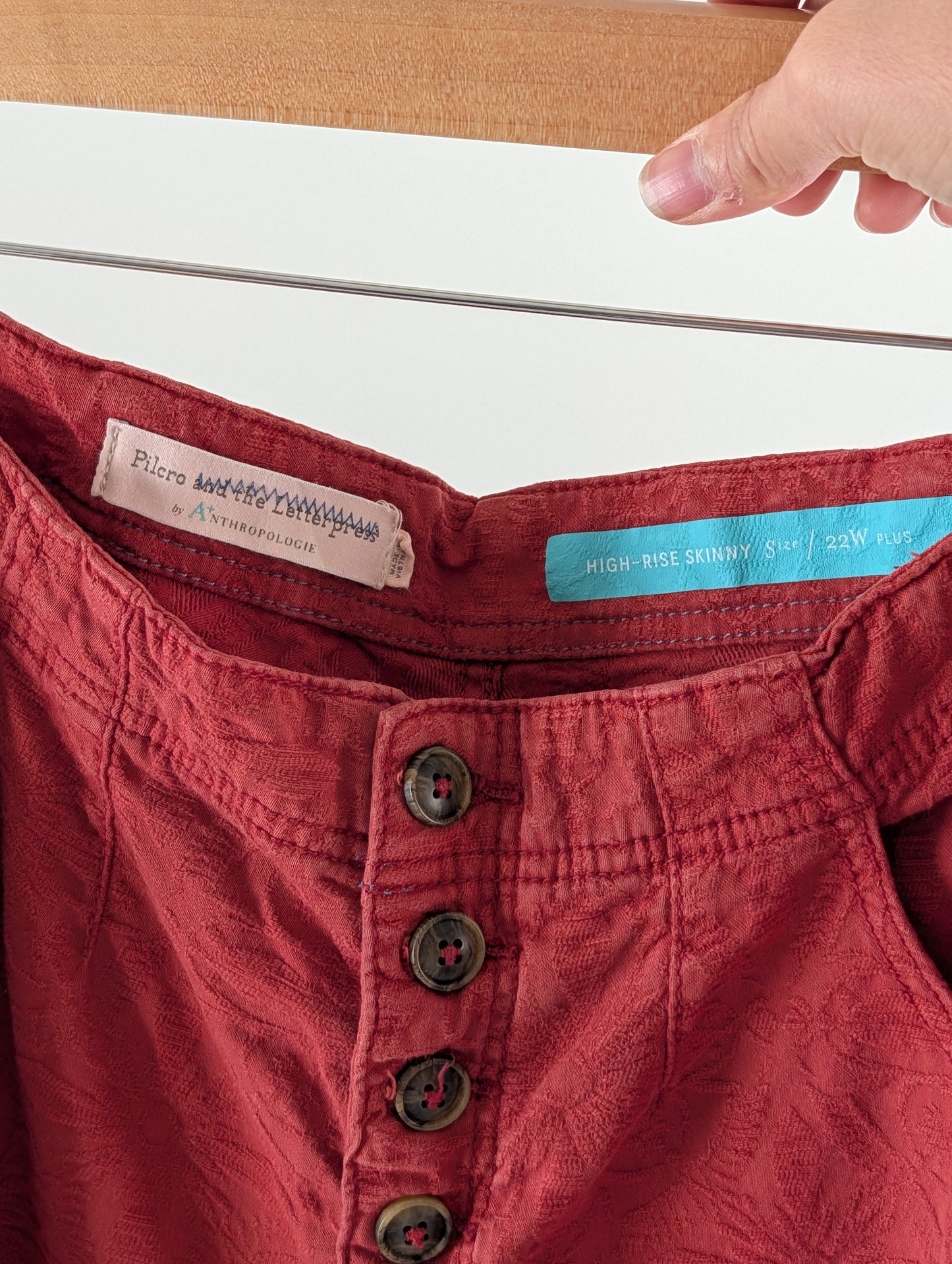 Anthropologie Pilcro Floral Jacquard High Rise Jeans - 22W