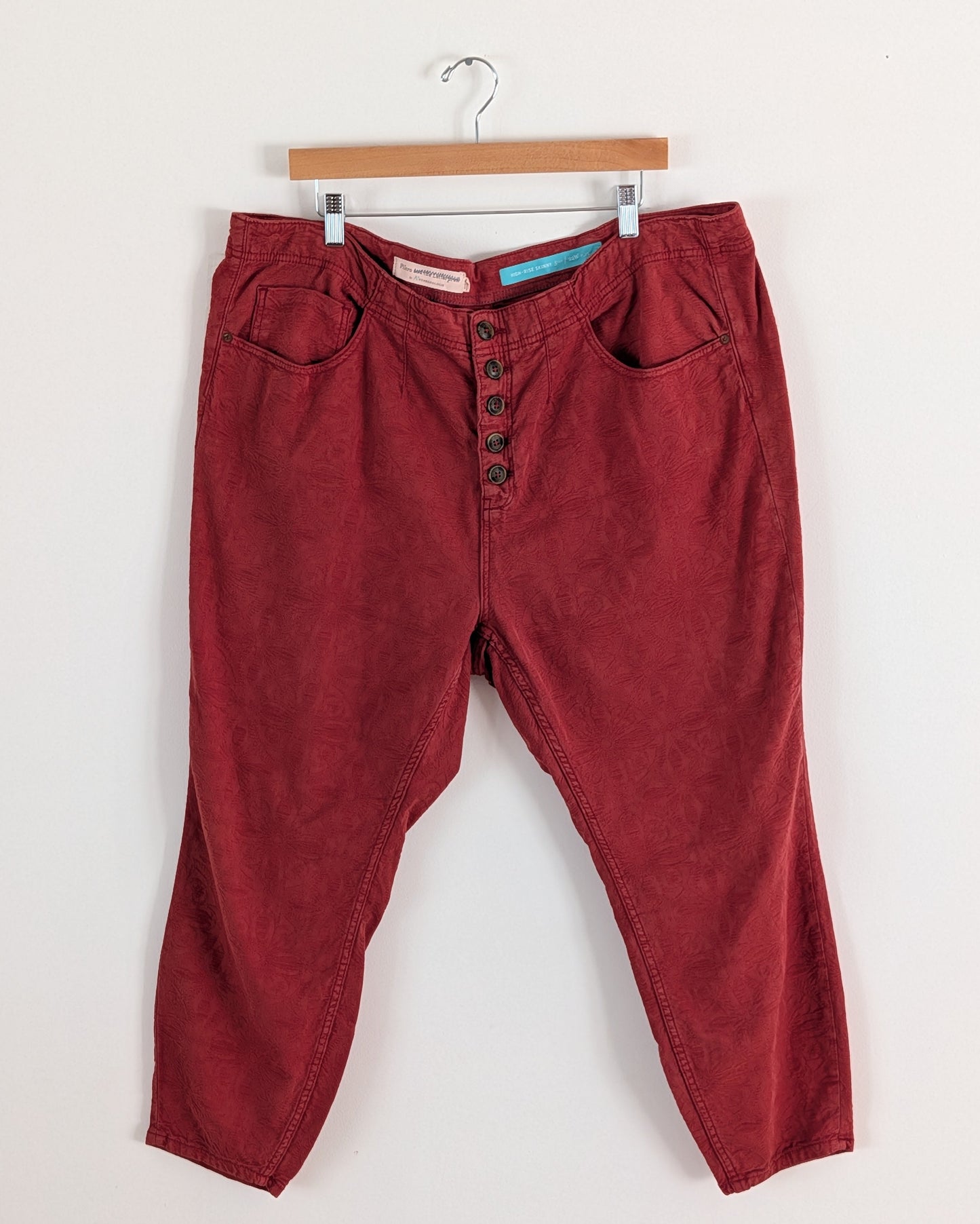 Anthropologie Pilcro Floral Jacquard High Rise Jeans - 22W
