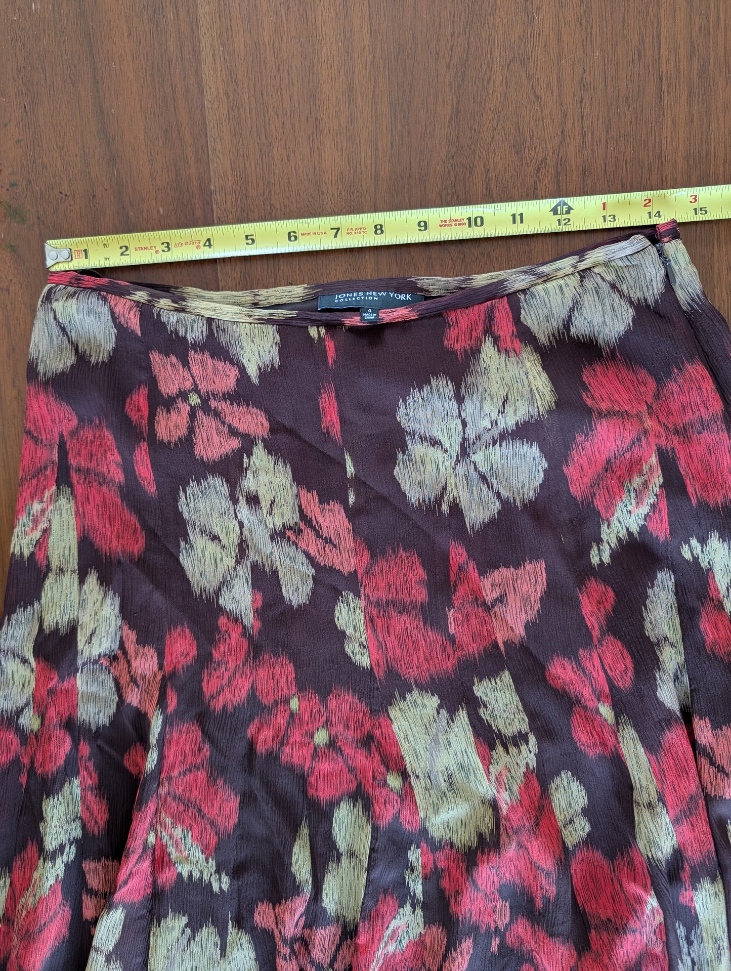 Jones New York 100% Silk Floral Midi Skirt - 4