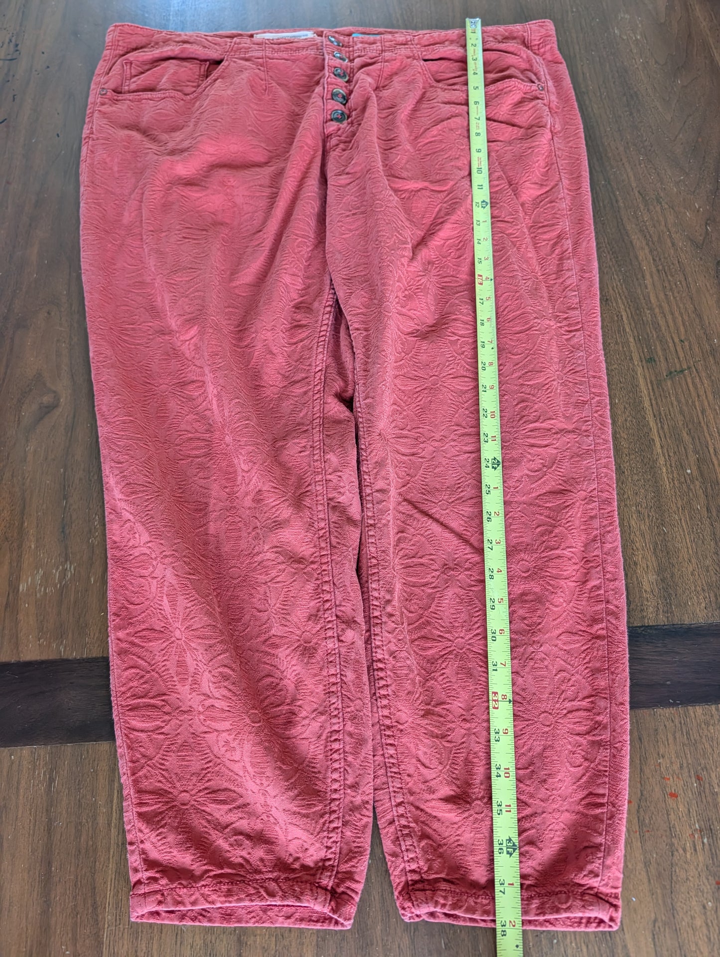 Anthropologie Pilcro Floral Jacquard High Rise Jeans - 22W
