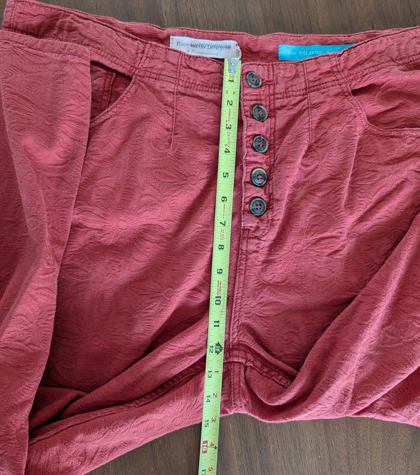 Anthropologie Pilcro Floral Jacquard High Rise Jeans - 22W