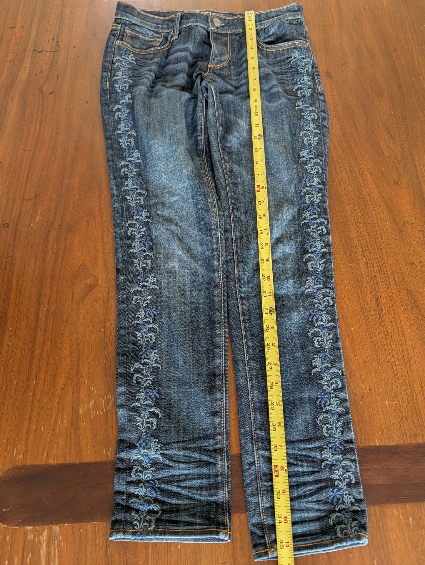 Driftwood Floral Embroidered Dark Wash Jeans - 26