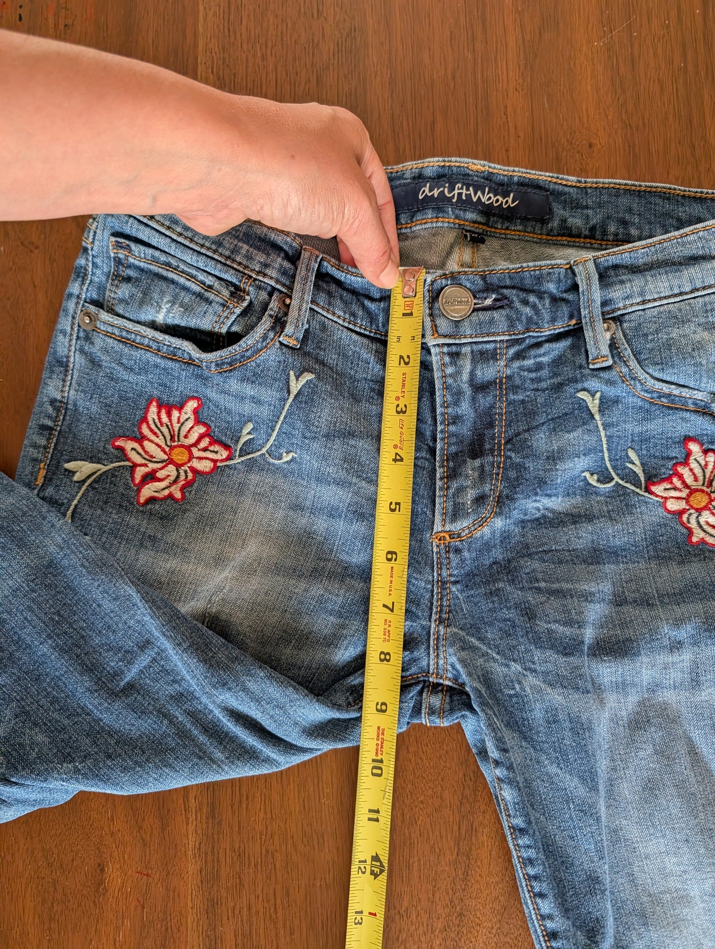 Driftwood Floral Embroidered Straight Leg Jeans - 29