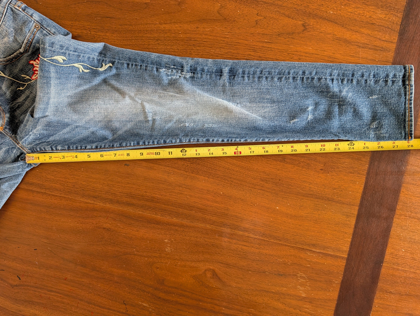 Driftwood Floral Embroidered Straight Leg Jeans - 29