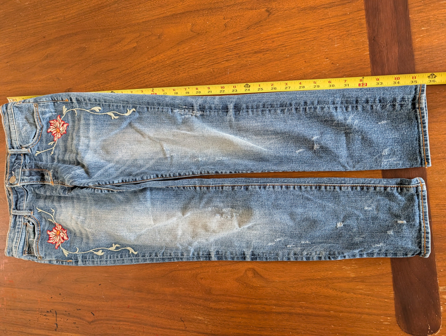 Driftwood Floral Embroidered Straight Leg Jeans - 29