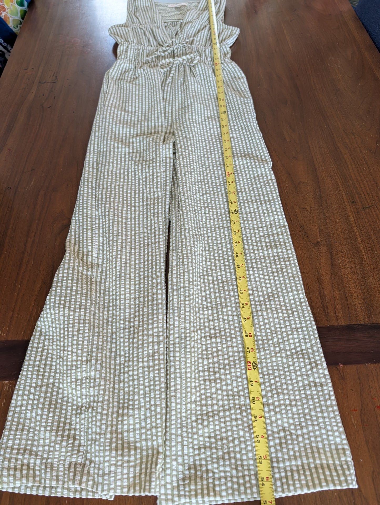 Monteau Los Angeles Striped Seersucker Jumpsuit - S