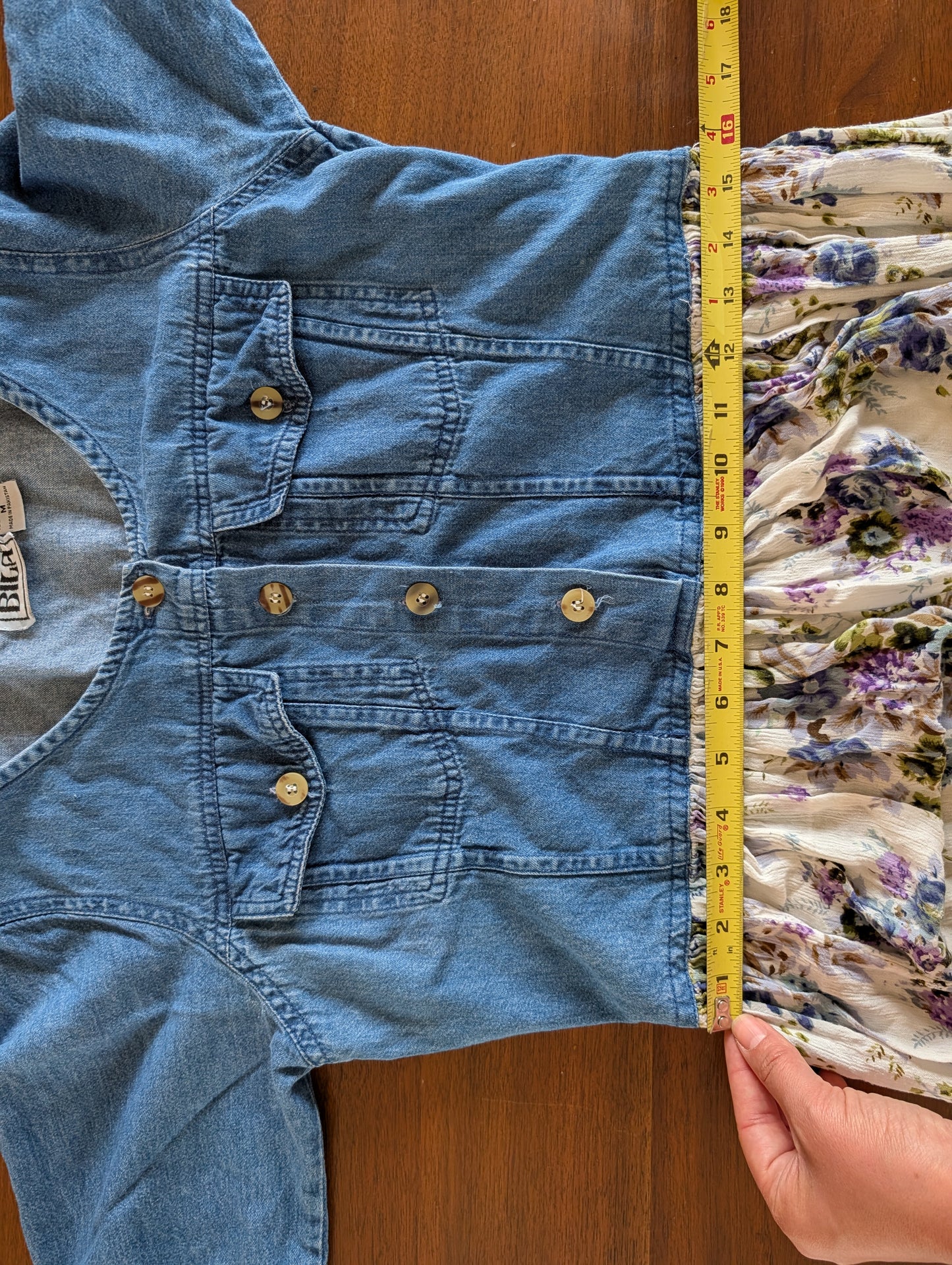 Vintage BILA Denim Floral Maxi Dress - M