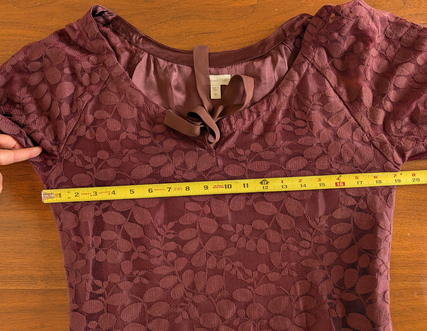 Garnet Hill Lace Floral Long Sleeve Dress - 10