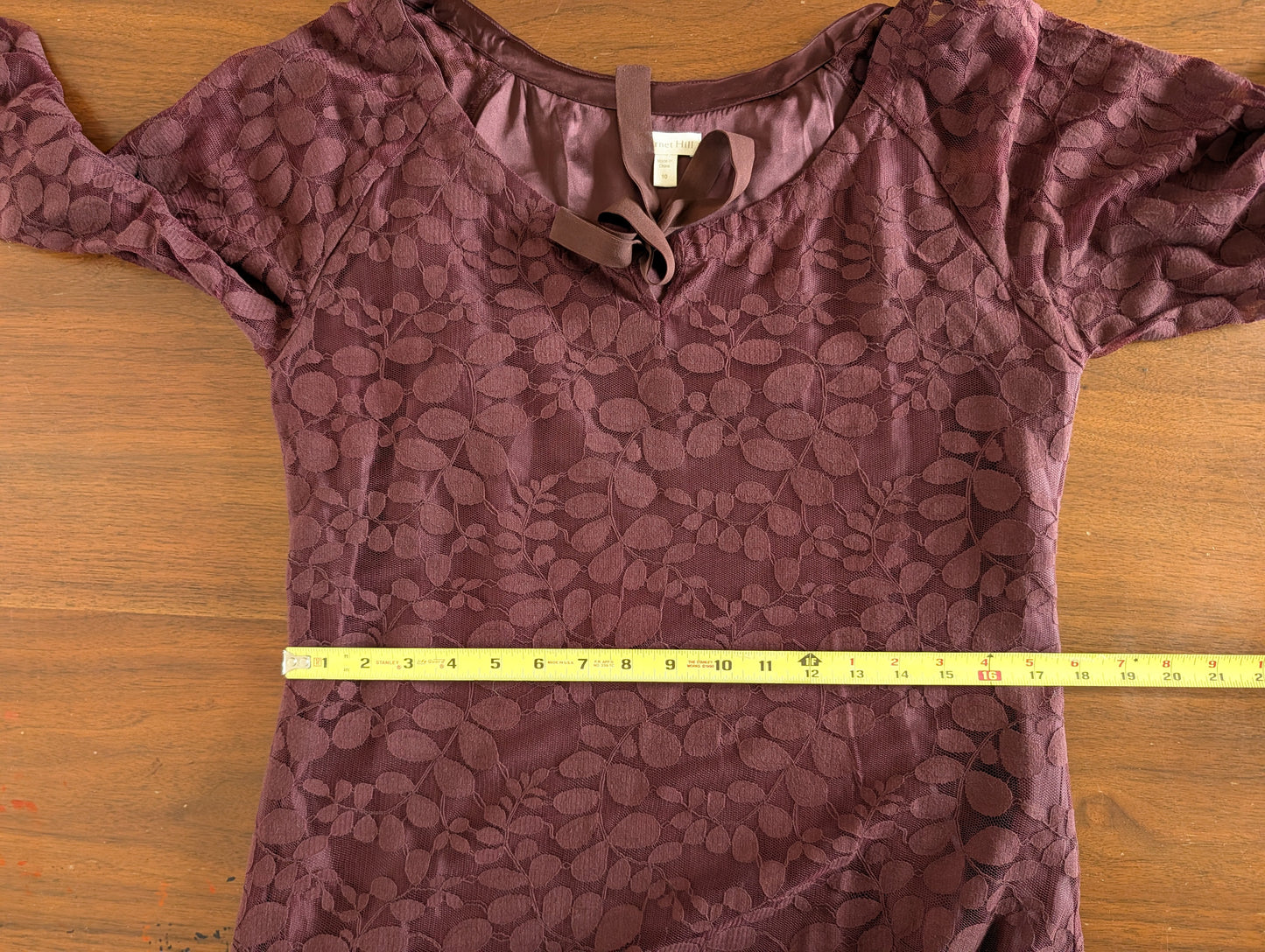 Garnet Hill Lace Floral Long Sleeve Dress - 10