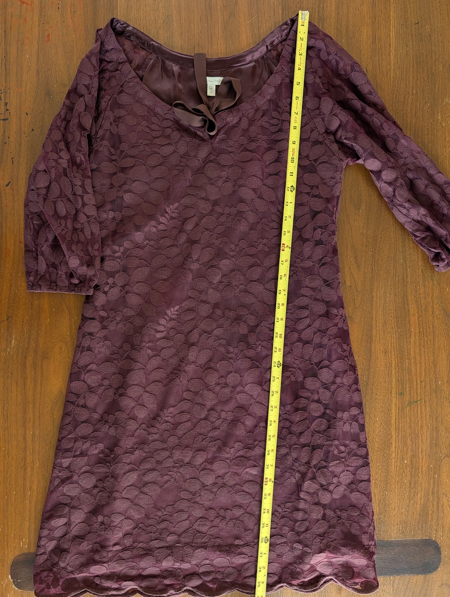 Garnet Hill Lace Floral Long Sleeve Dress - 10