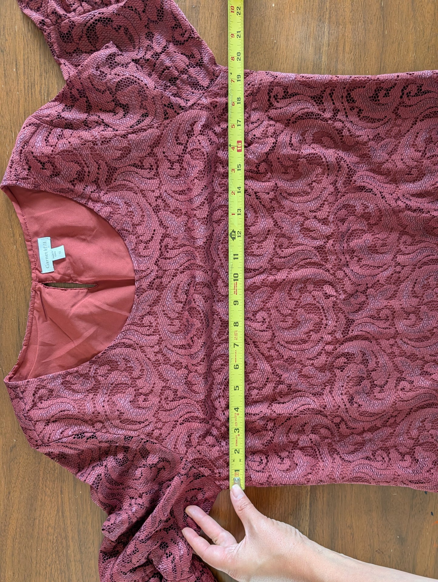 Garnet Hill Lace Floral Long Sleeve Dress - 12