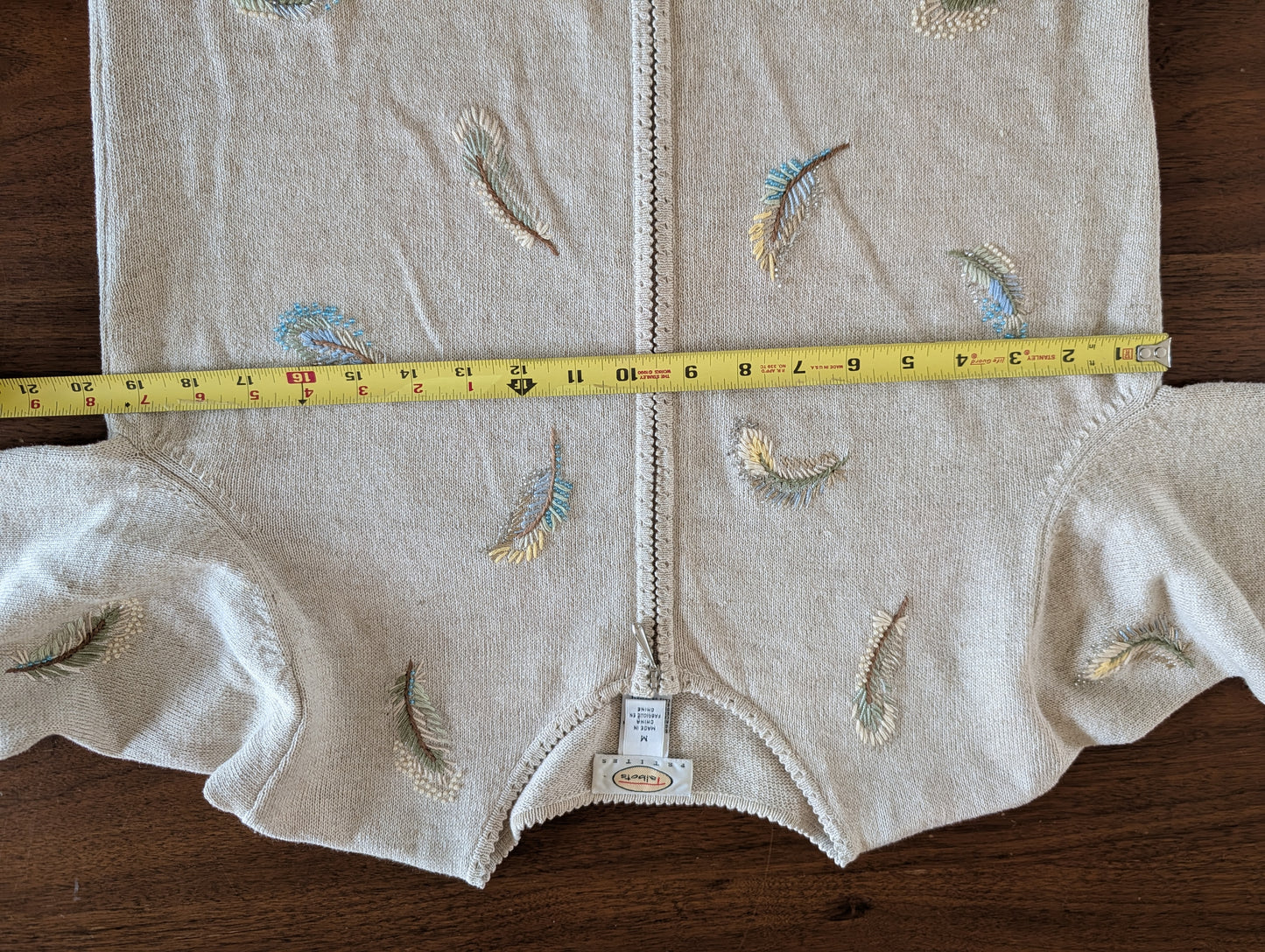 Talbots Linen Cotton Feather Zip Cardigan - M