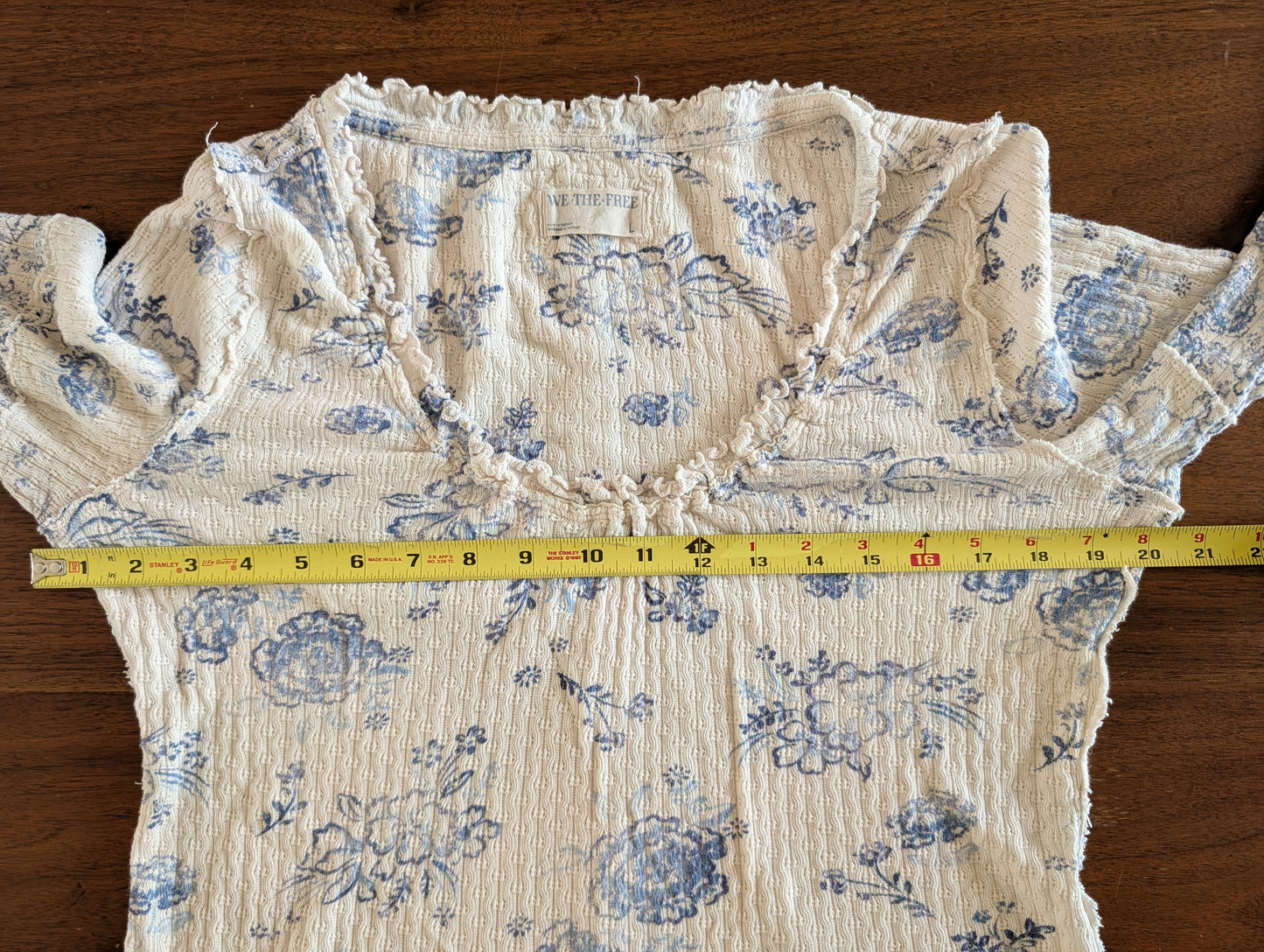 Free People Floral Knit Long Sleeve Top - L