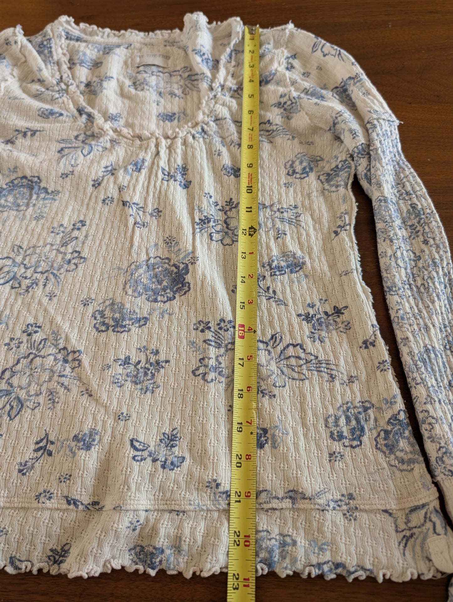 Free People Floral Knit Long Sleeve Top - L