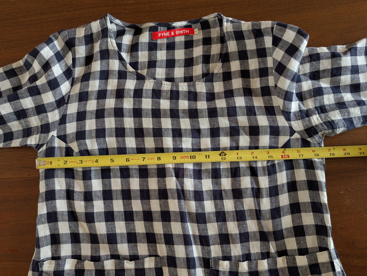 Pyne Smith Gingham Linen Top Pockets - S